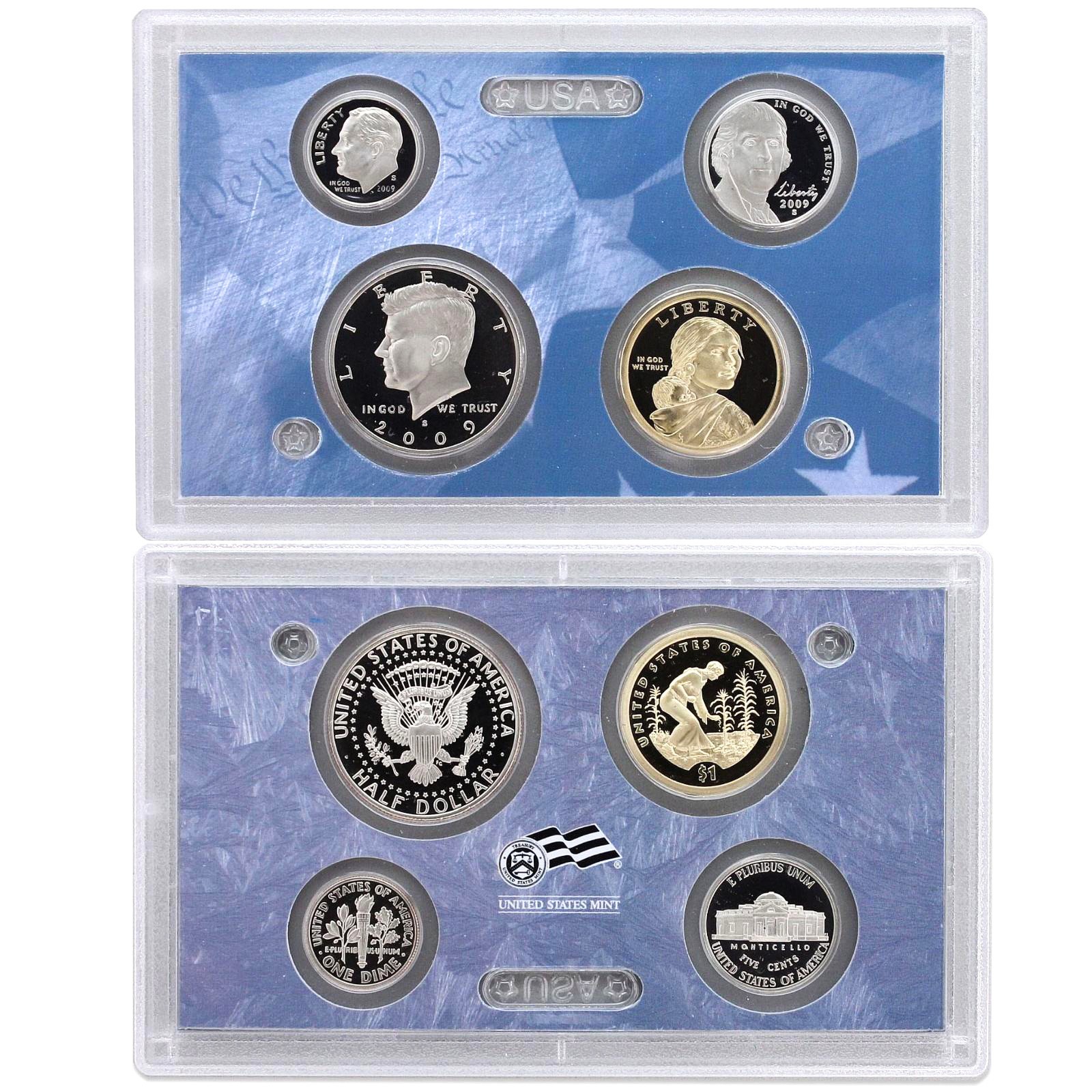 2009 S Partial Proof Set Kennedy Dime Nickel Dollar CN-Clad US Mint 4 Coins