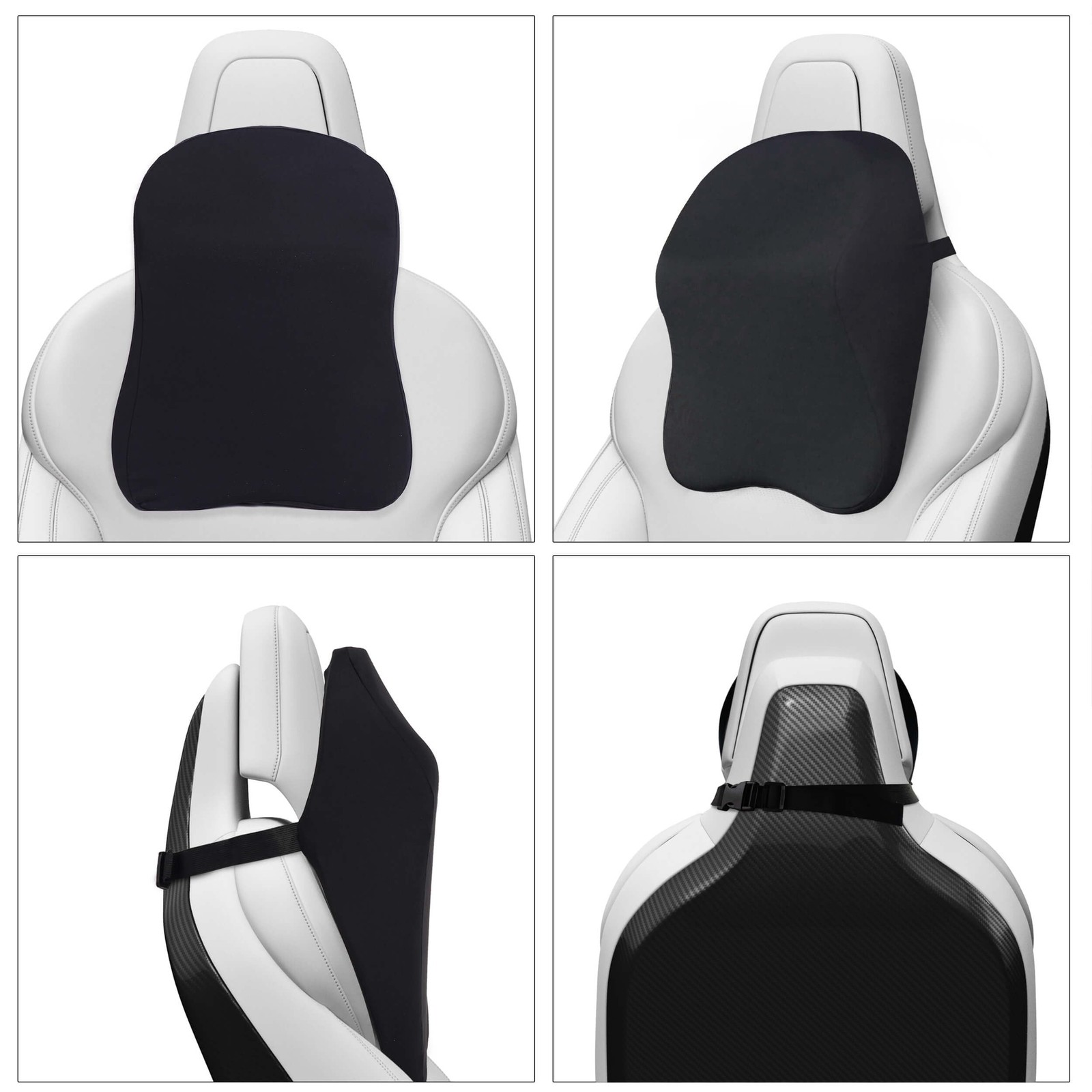 Car Headrest Pillow Memory Foam Adjustable Strap Ergonomic Neck Support Driving