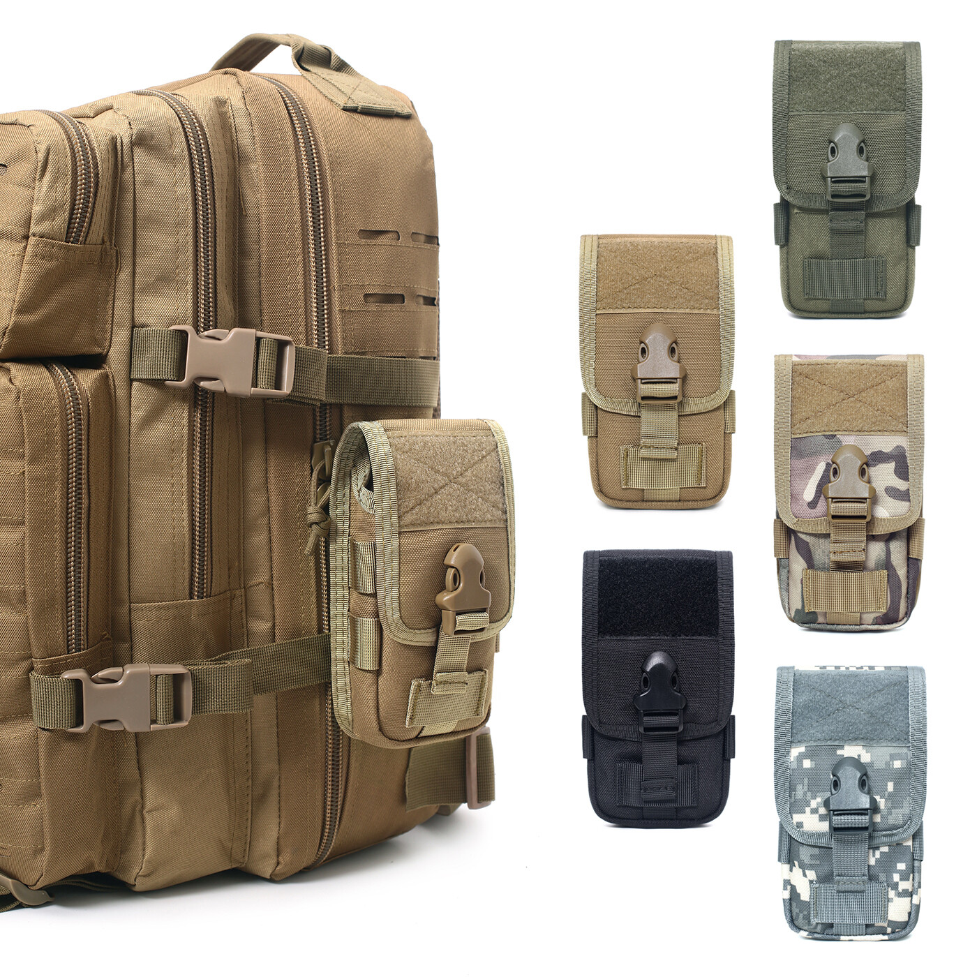 Tactical Molle Pouch Waist Belt Pack Military Hiking Camping Phone Pocket Bag US