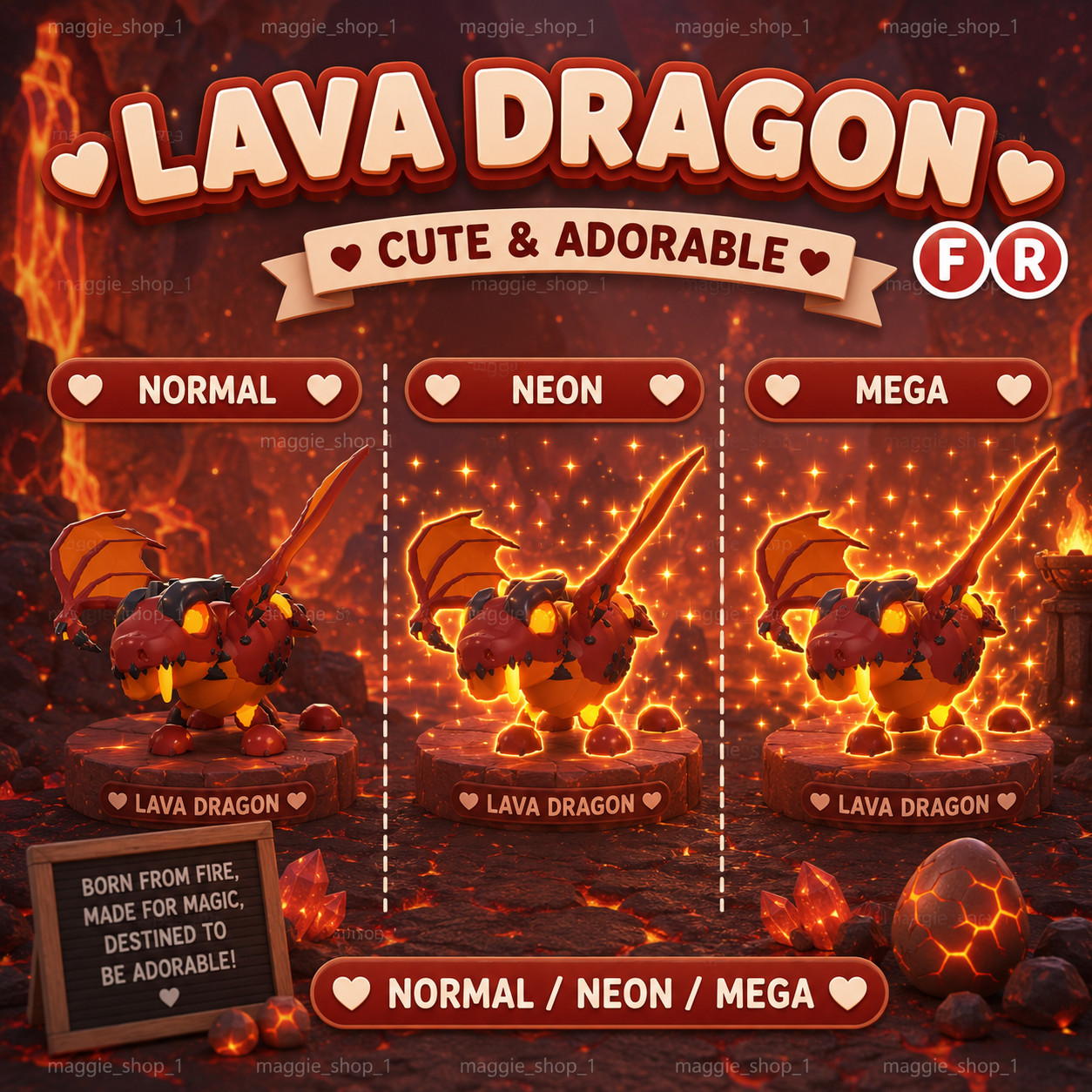 Lava Dragon FR Normal/Neon /Mega ✨ Adopt From Me Today ✨ Top Picks