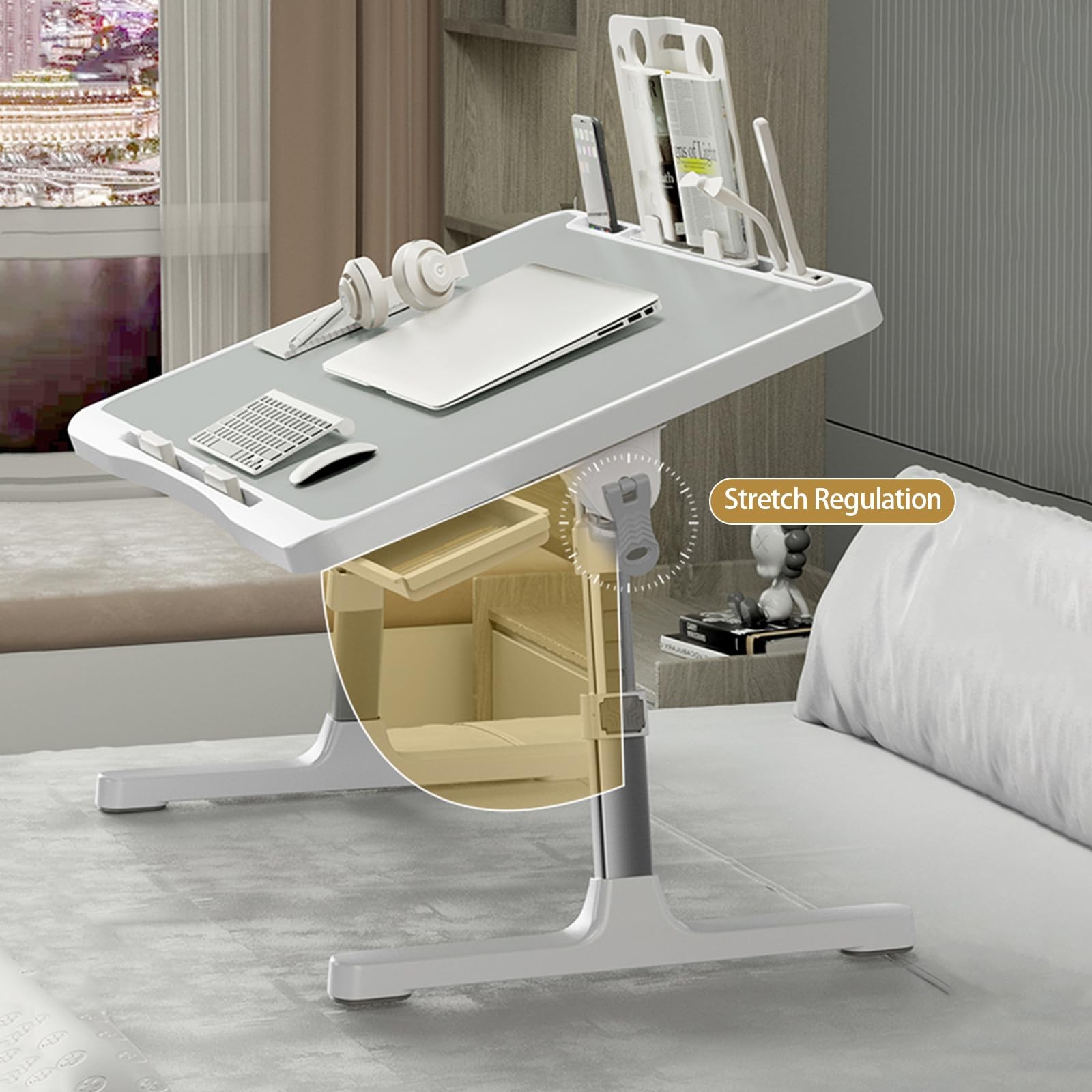 Laptop Desk for Bed, Adjustable Beds Table with USB Charge Port, Foldable Lap...
