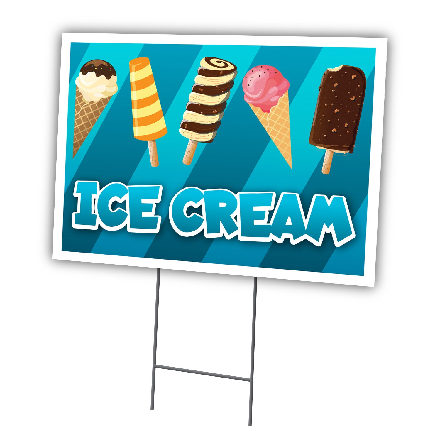Ice Cream Yard Sign & Stake Outdoor Coroplast Shop Truck Bar Bars Soft Serve