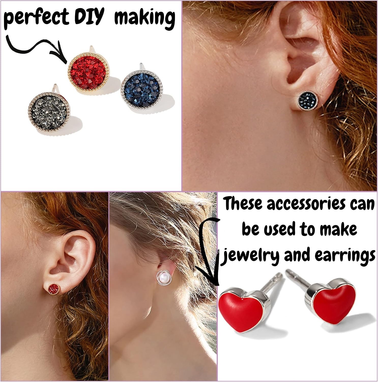 - Earring Posts, 300 pcs, Silver, Earring Studs for Jewelry Making, Earring Post