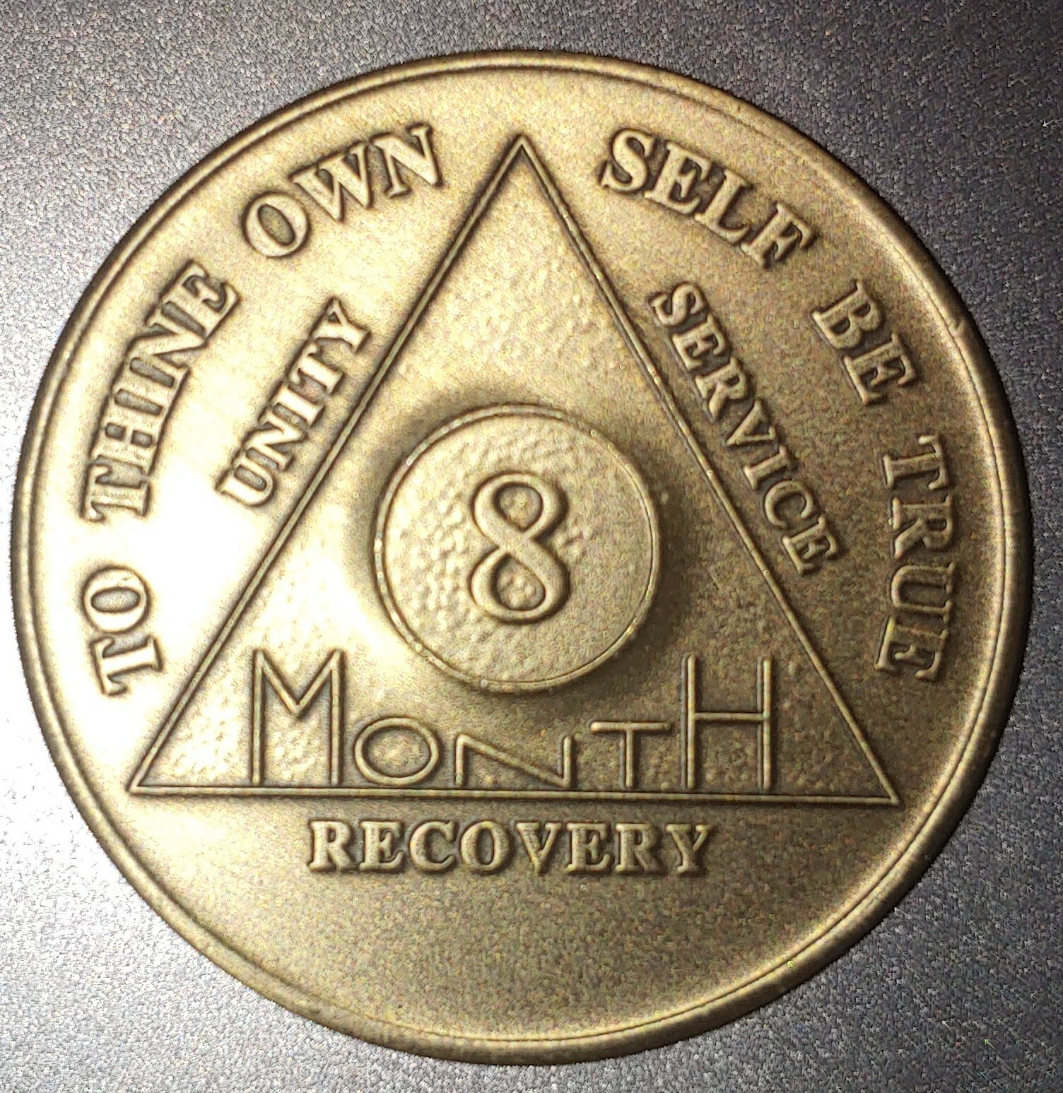 Alcoholics Anonymous AA 8 Month Bronze Medallion Coin Chip Token Sobriety Sober