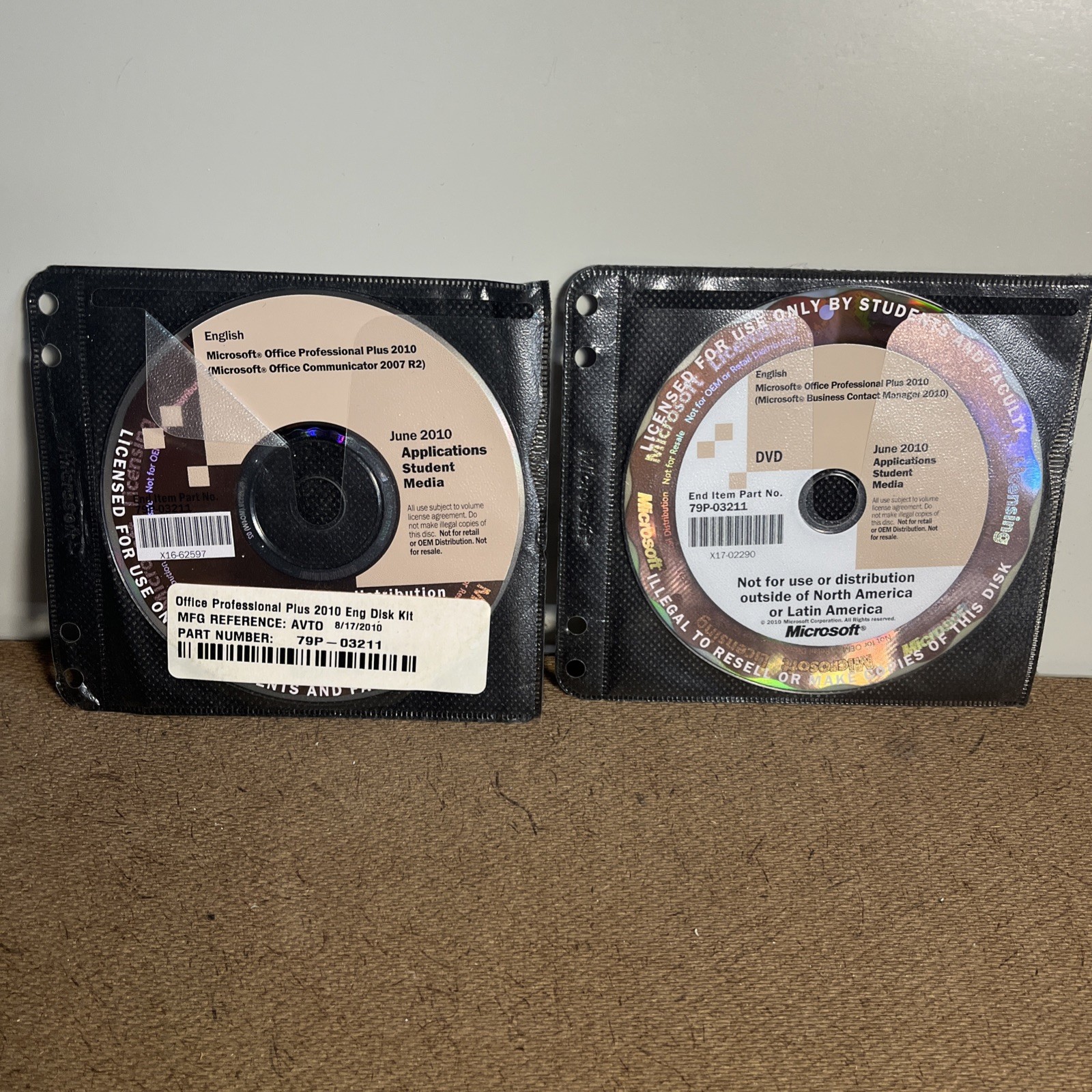Microsoft Office Pro Plus 2-Disc Kit / 2010 / CD Discs Only No Install Key