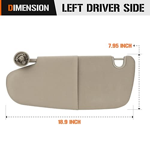 Simple Plastic Sun Visor for 2002-2009 Dodge Ram 1500, 2500, 3500 Driver Left