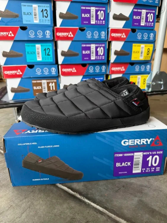 Choose Size Gerry Men's Puff Black shoes Slip On Plush/Fleece Lining