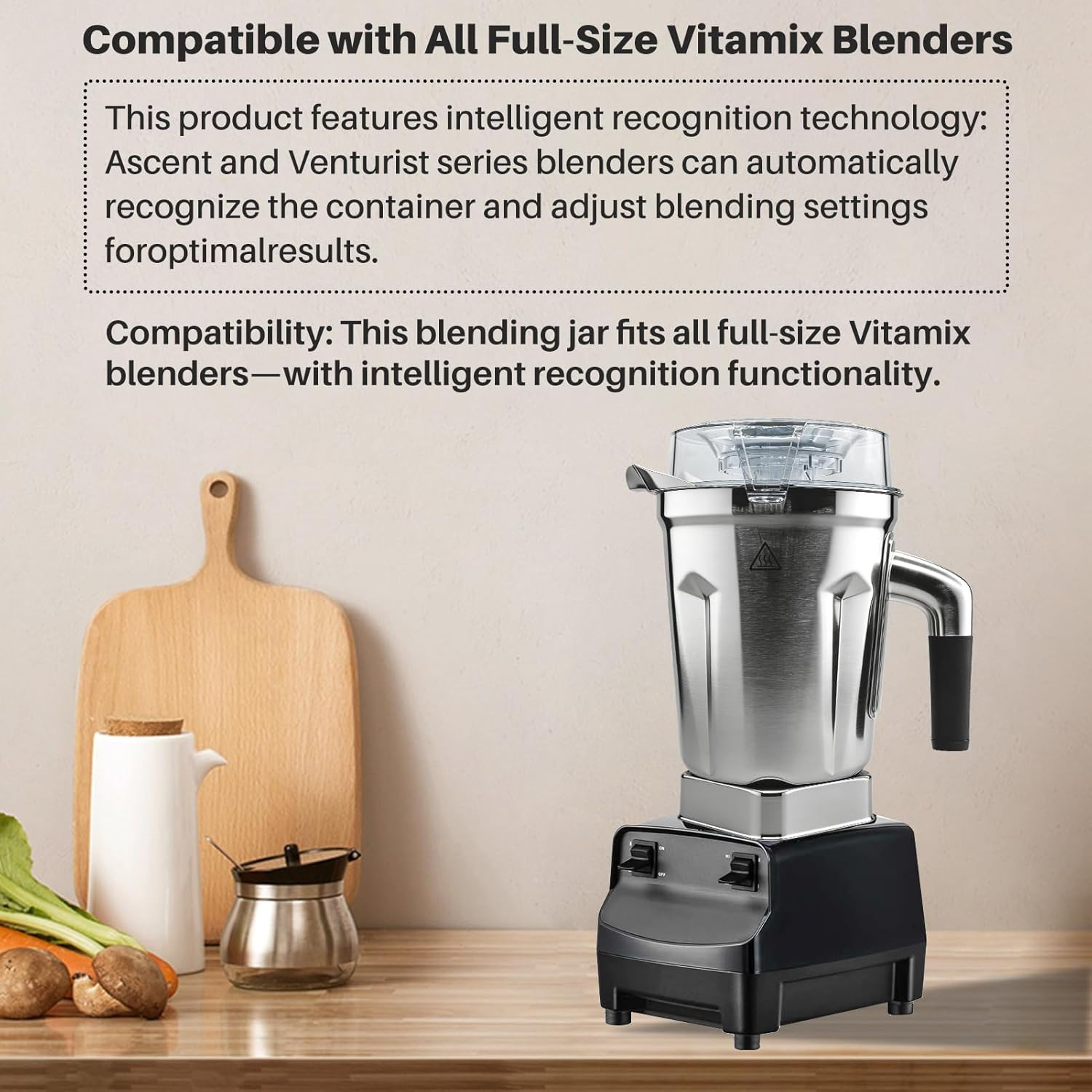 64Oz Stainless Steel Blender Container Replacement - Compatible with Vitamix 520