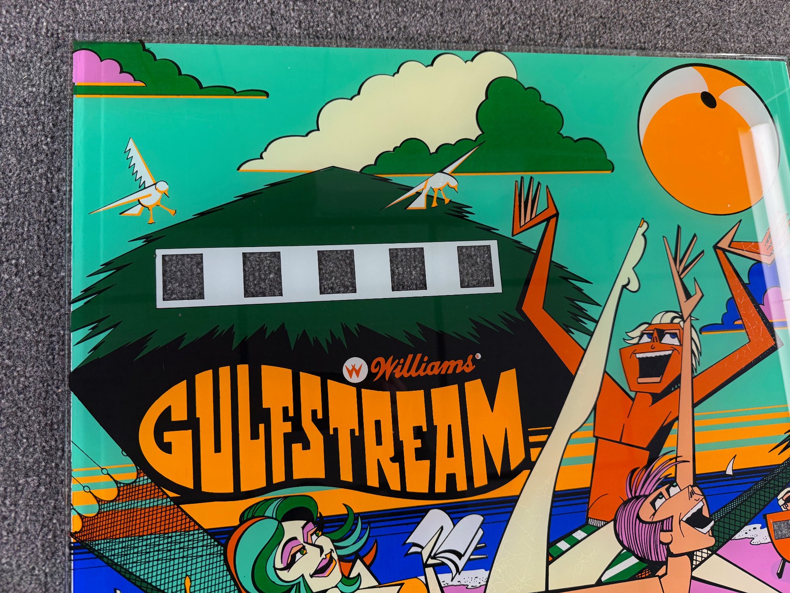 Williams Gulfstream Pinball Machine Game Backglass ORIGINAL NOS