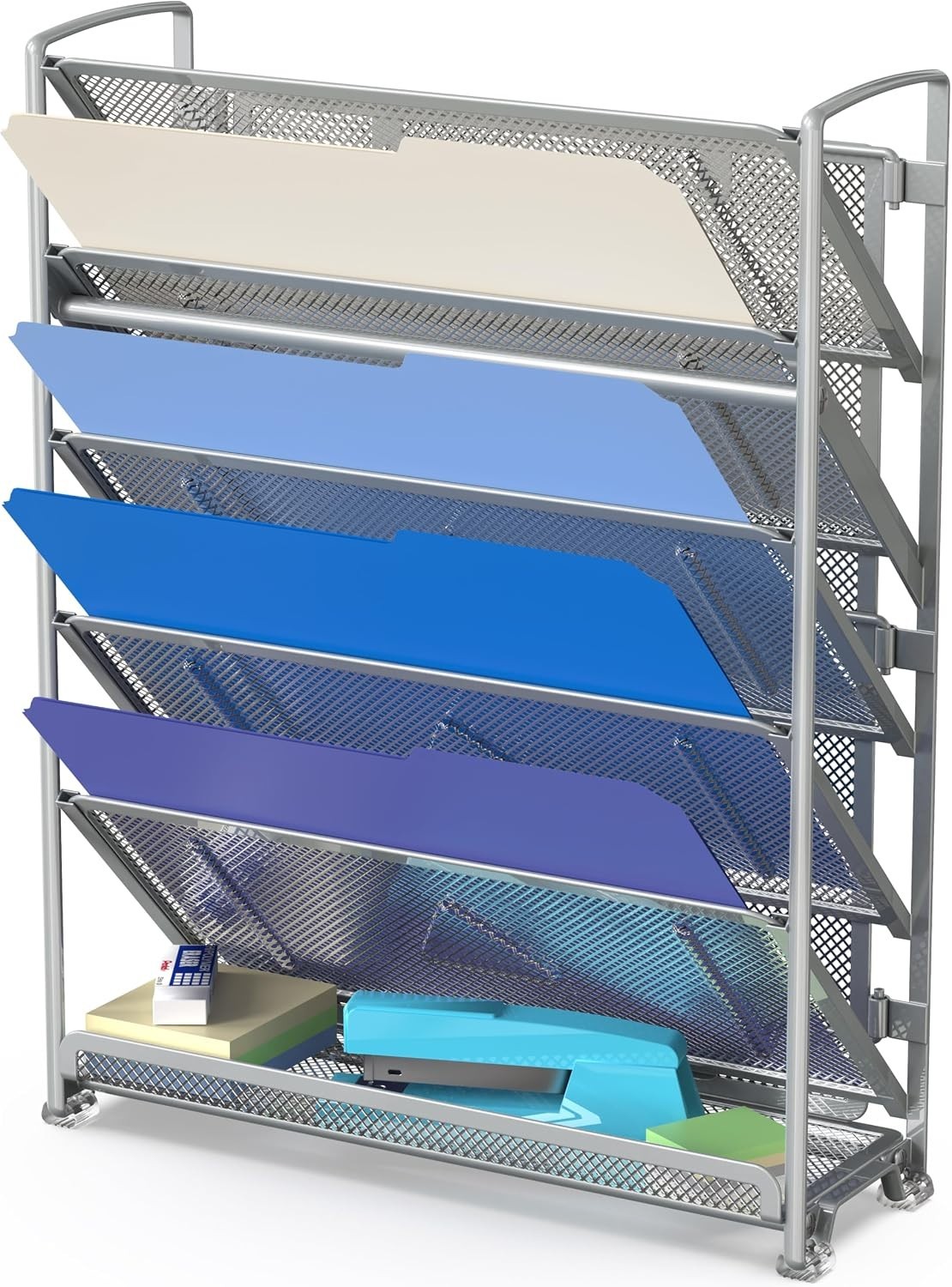 6-Tier Wall Mount Document Letter Tray Organizer, Silver