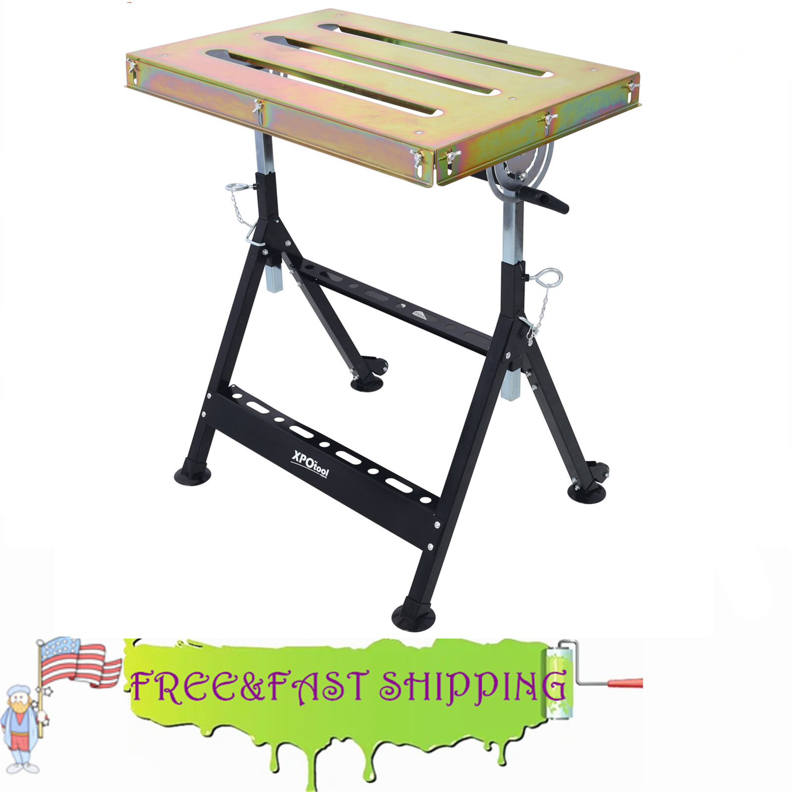 Steel Welding Table 400lbs Capacity Adjustable Angle & Height w/Wheels 30"x20"