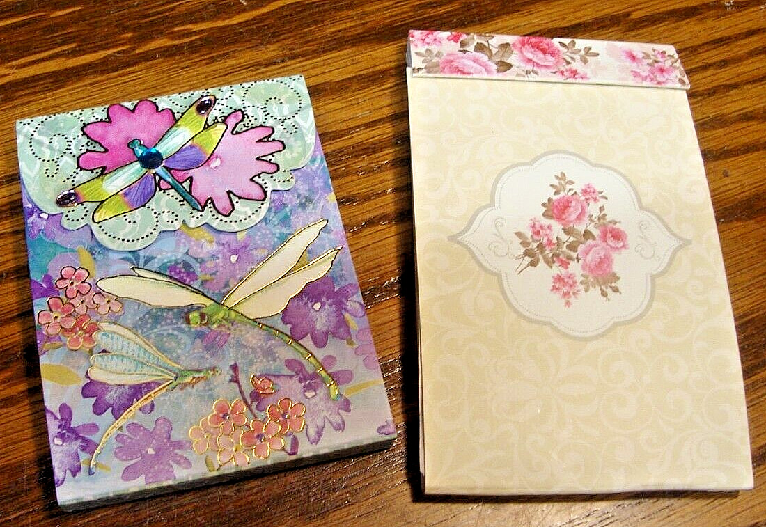 Set (2) Pocket Size~Misc Notebooks~Floral & Floral w/Butterflies & Gems      863