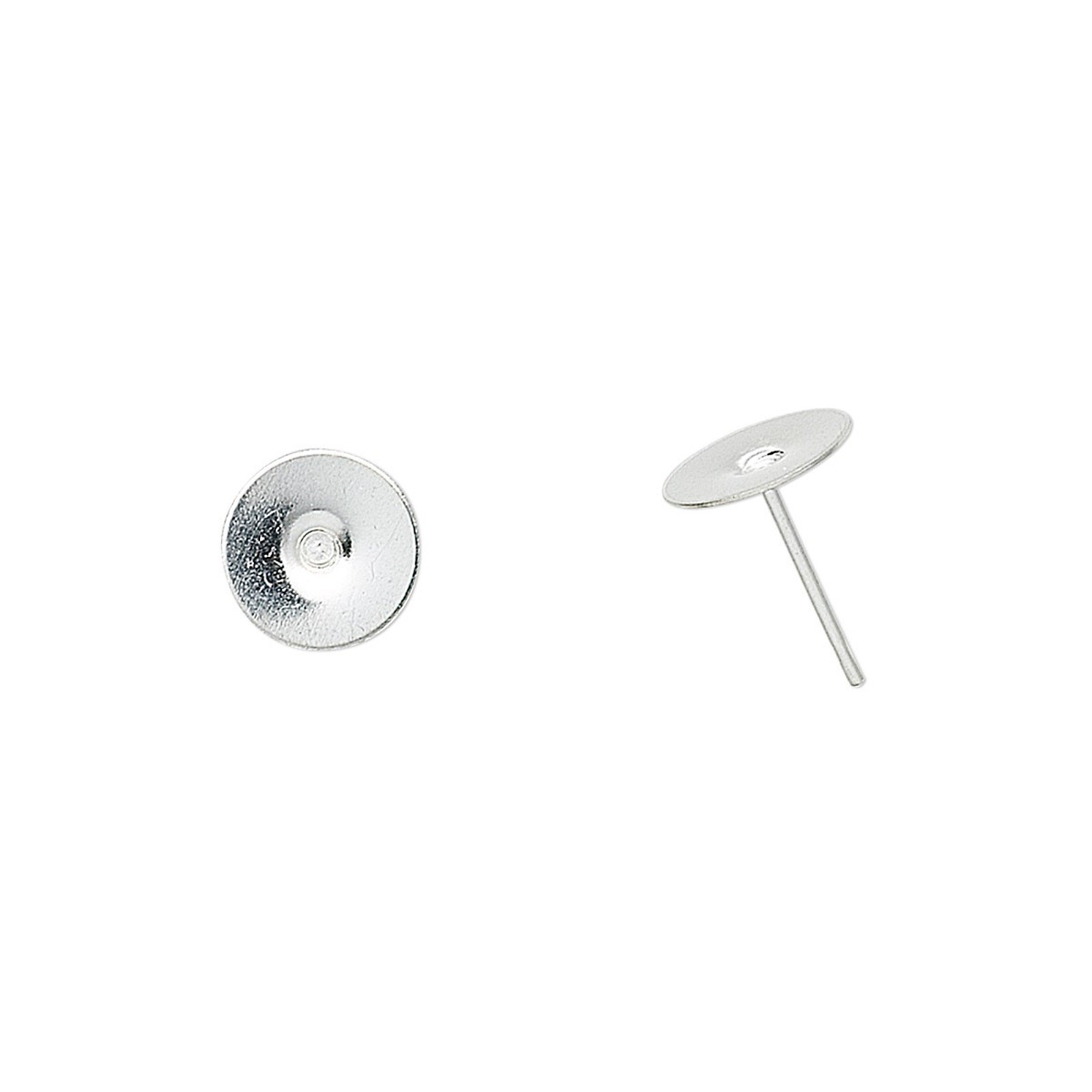 Silver Plated and Stainless Steel 8mm Flat Pad Stud Post Earring Findings 10 pcs