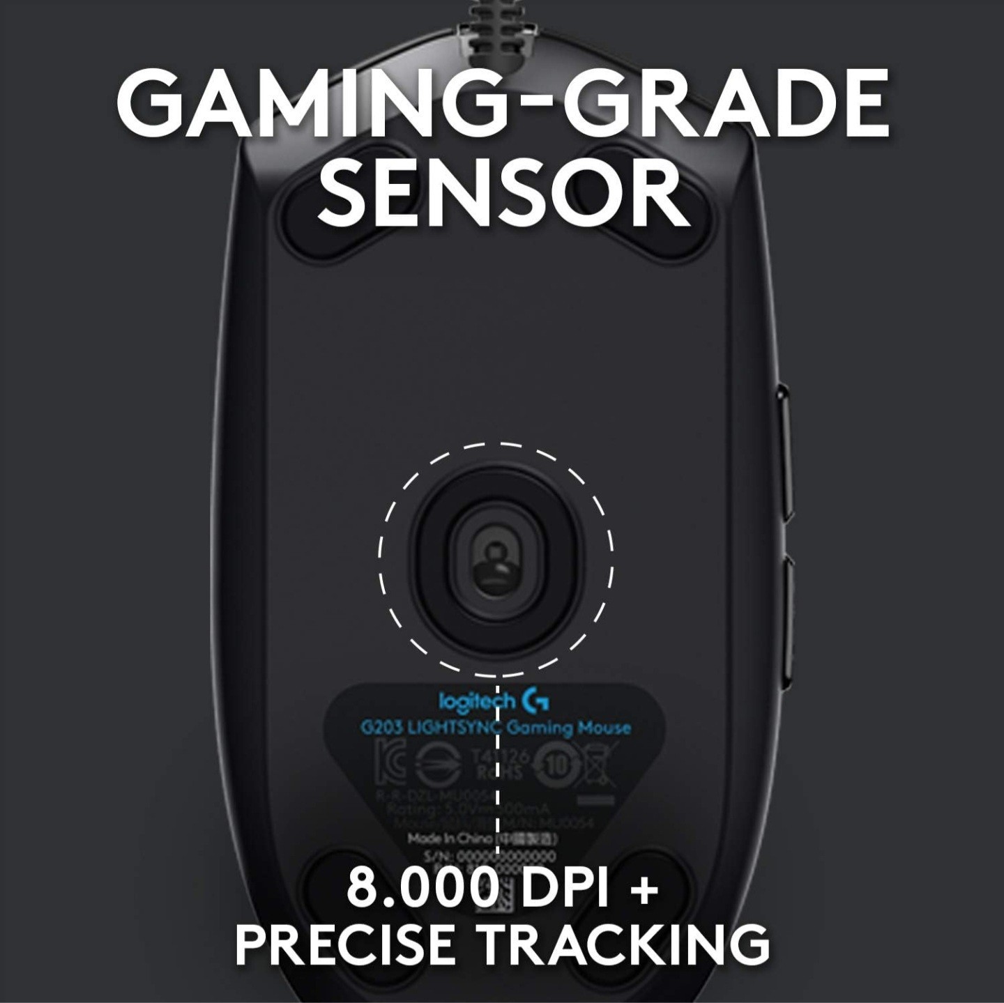 Logitech G102 Wired Gaming Mouse, 8000 DPI, 6 Programmable Buttons, RGB, Black