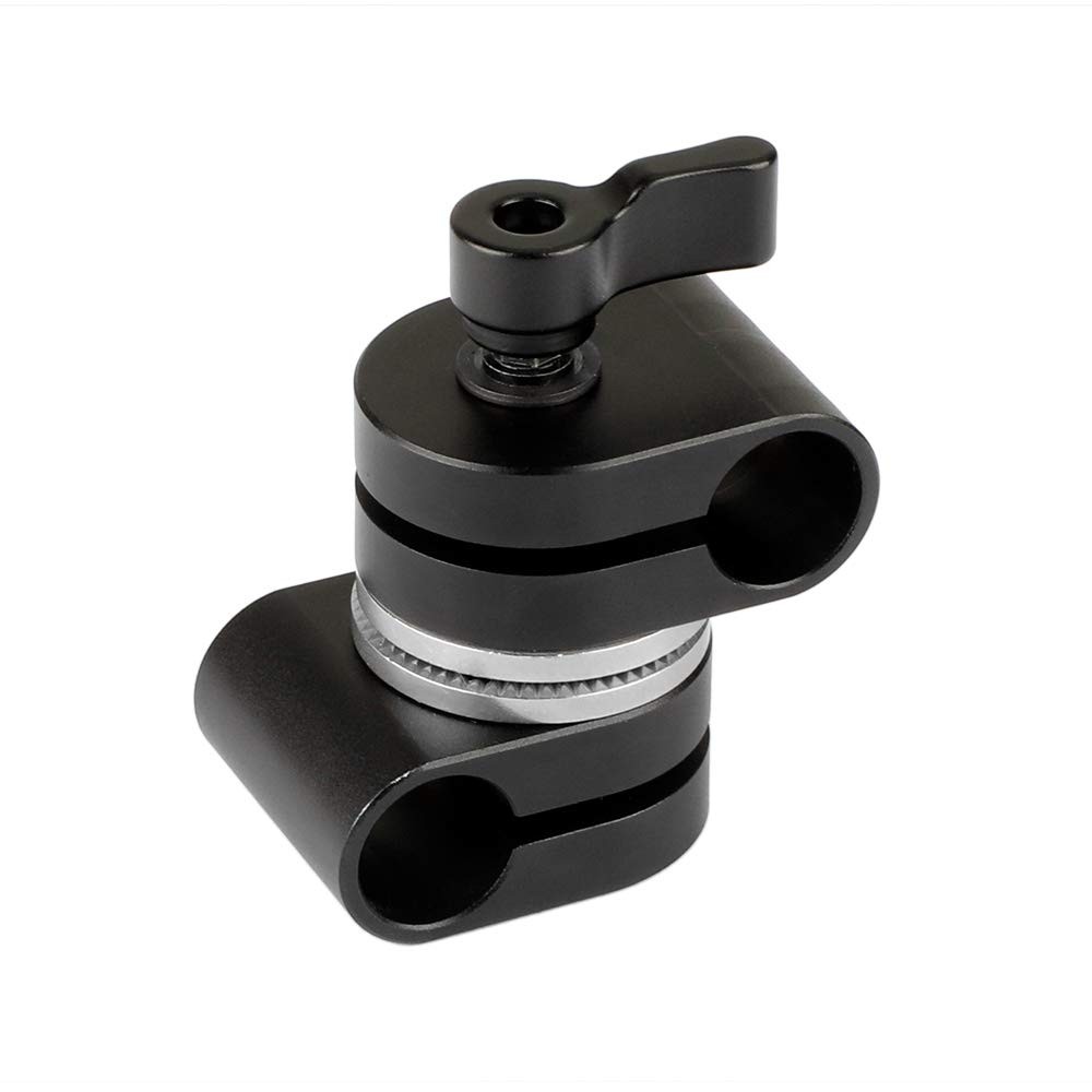 CAMVATE Adjustable 15mm Dual Rod Adapter with Rosette - 2008 Black