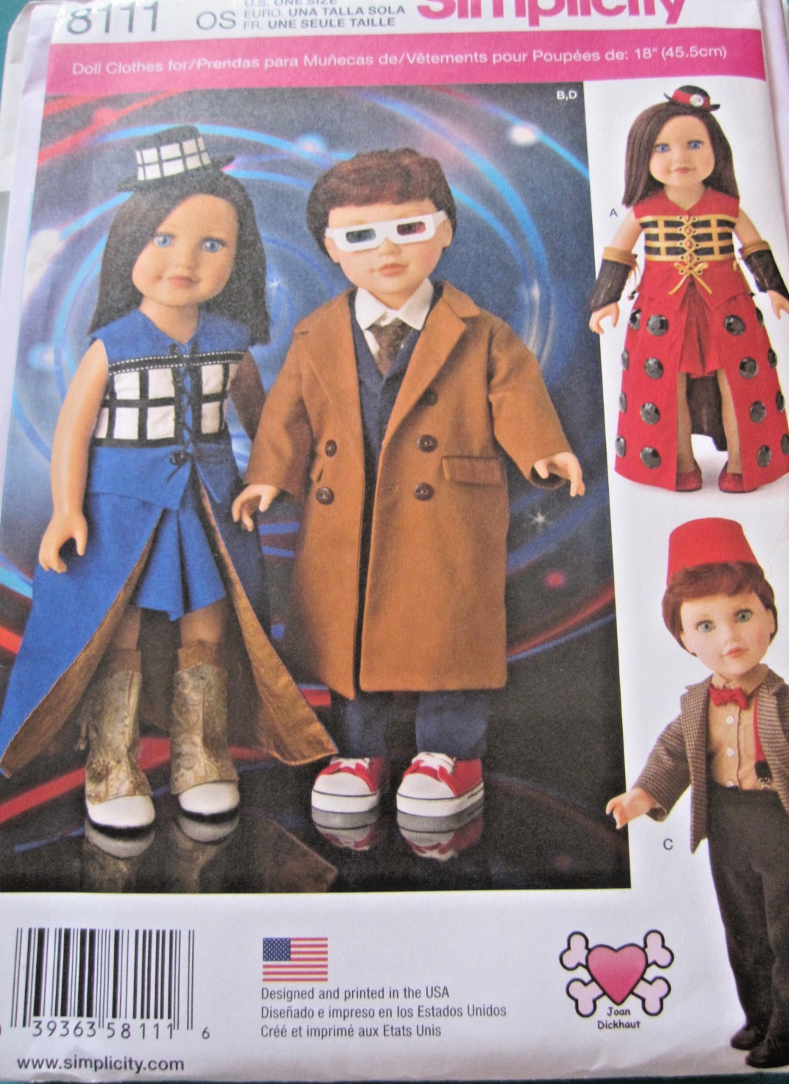 Simplicity #8111 18" DOLL WARDROBE Sewing Pattern Uncut American Girl Sci-Fi