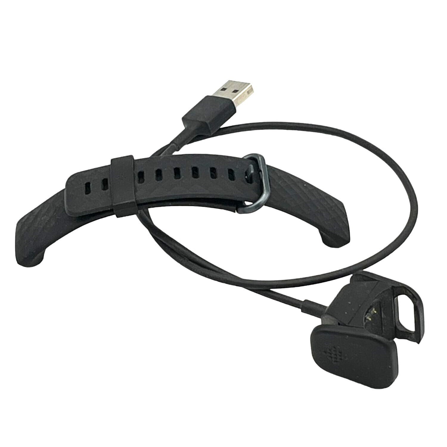 Fitbit OEM USB Charging Cable and SMALL Silicone Black Band 5.5 to 7.1
