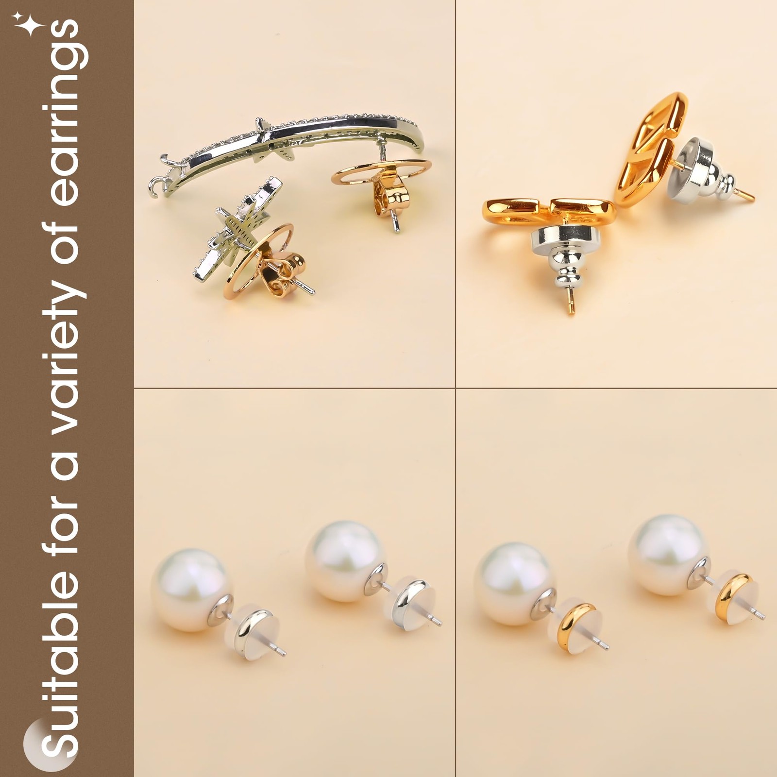 Earring Backs for Droopy Ears Heavy Earrings - Replacements Locking Ear Suppo...