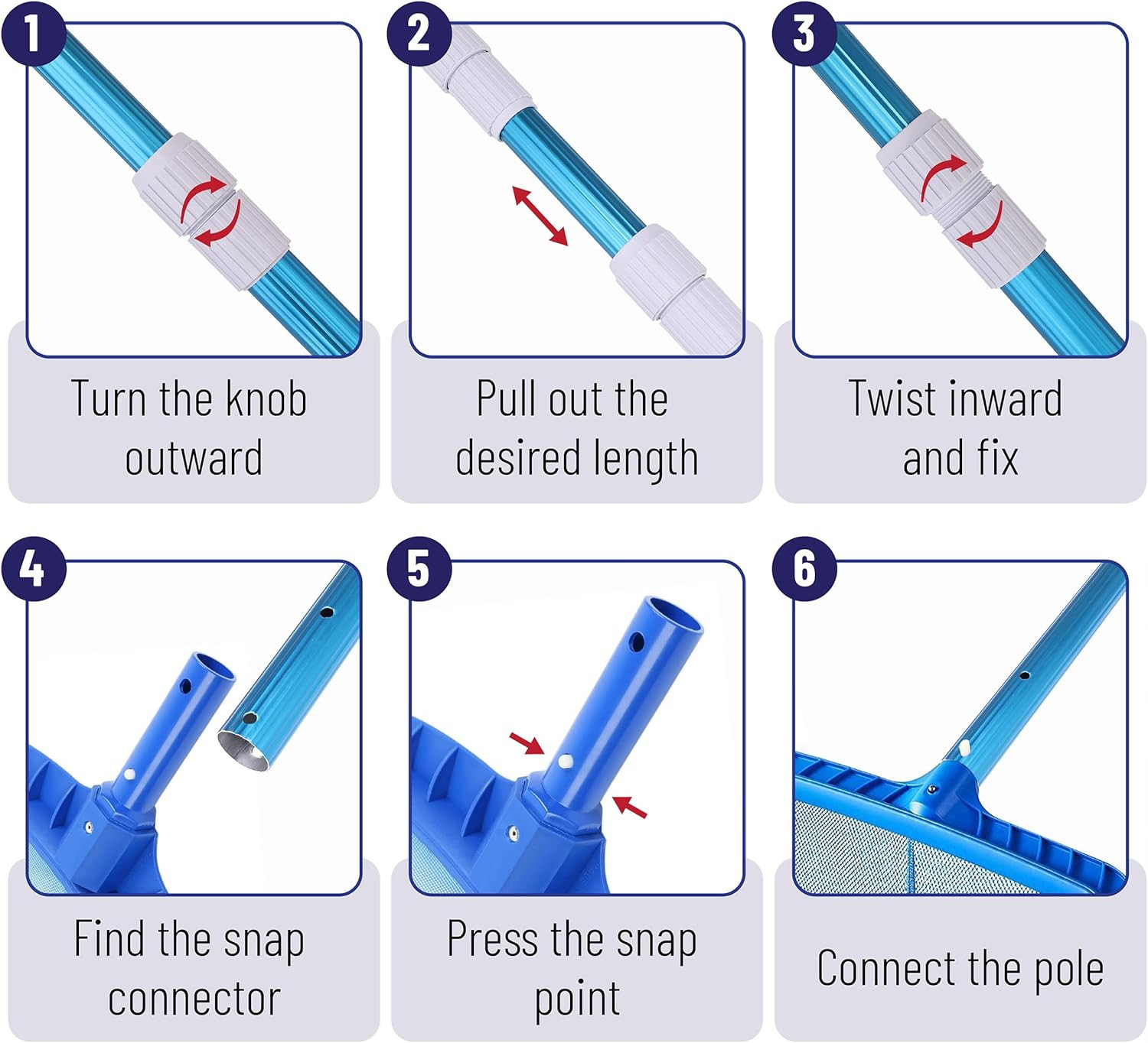 UNCO- Telescopic Pool Pole, 12 Ft, Adjustable 3Pc Expandable Cleaning Pole | Poo