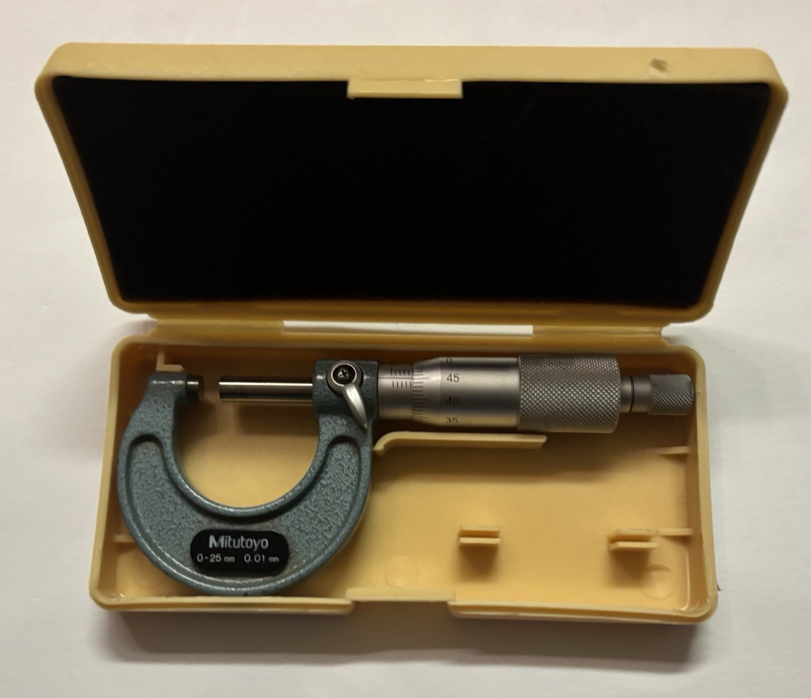Mitutoyo 103-140-10 - Outside Micrometer 75 - 100mm, .01mm Baked Enamel, Ratchet