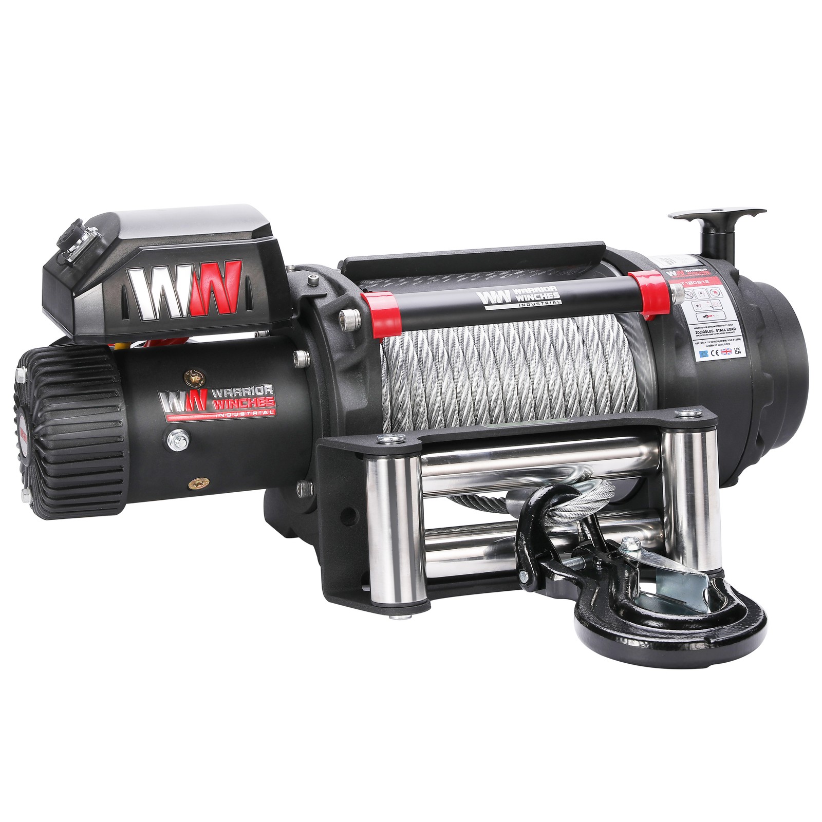 Warrior Winches T180S12-CAD T1000 18K Severe Duty 12v Electric Steel Rope Winch