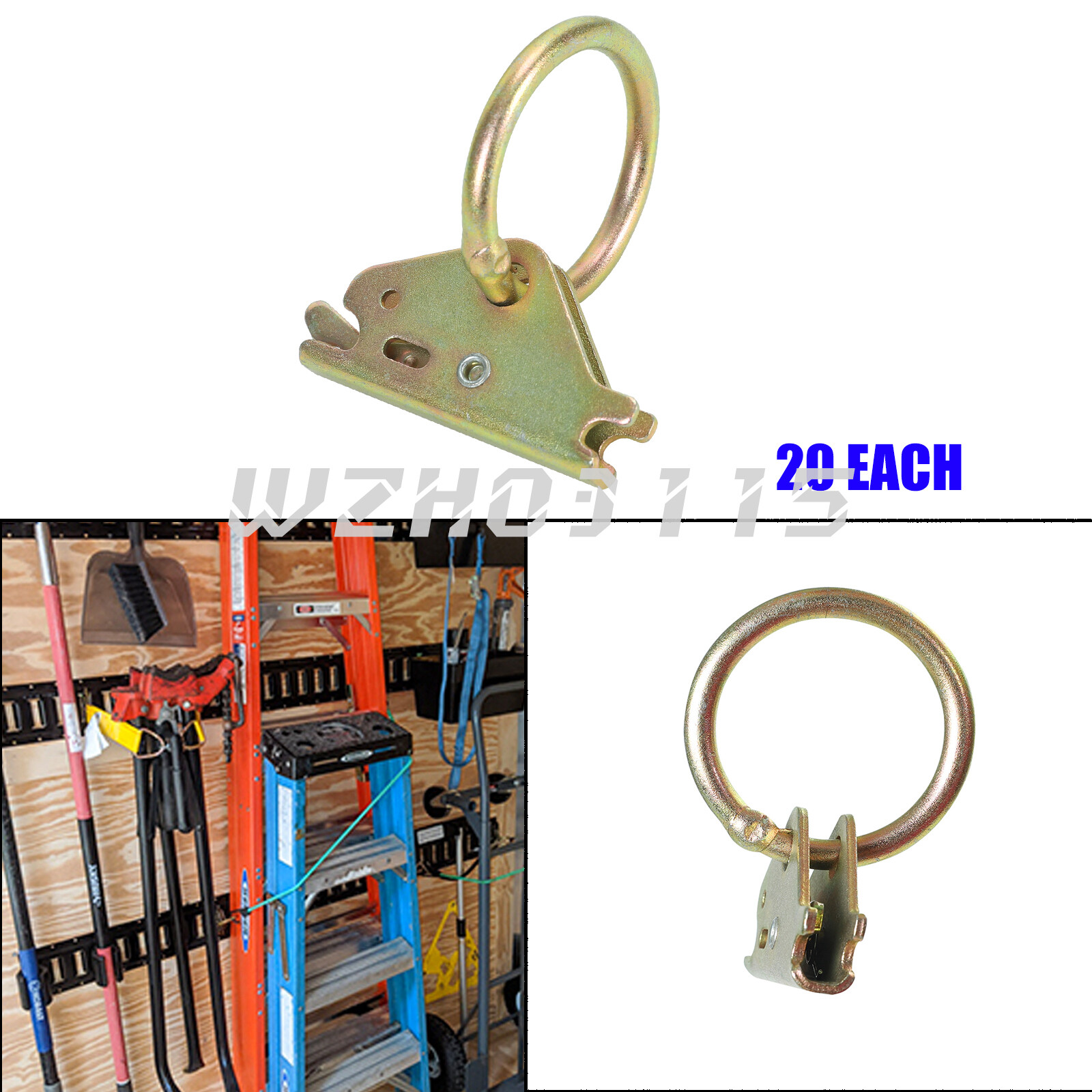 20PC E Track Tie-Down Anchors Fitting O Ring Enclosed Trailer Cargo Van Truck
