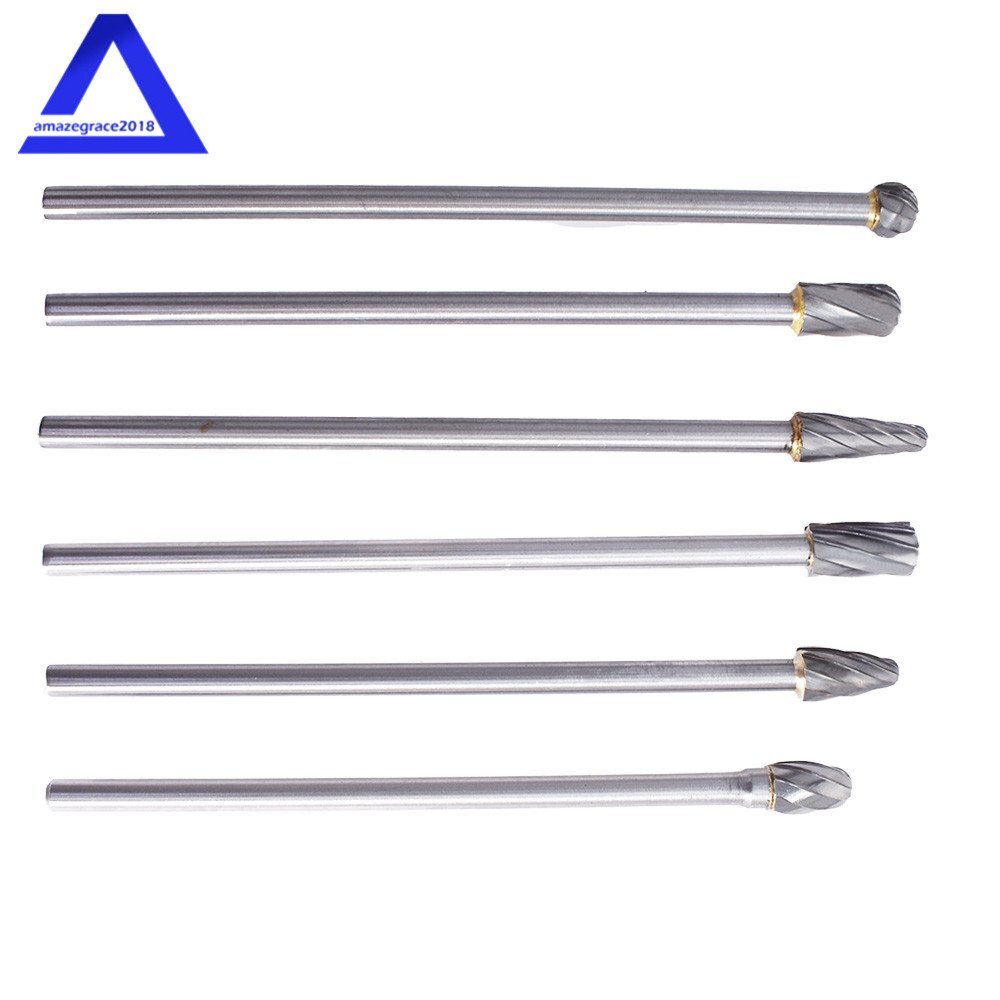 10mm Rotary Aluminum Cut Burr 6mm 1/4" Shank 150mm Long Reach Carbide Burs 6pcs