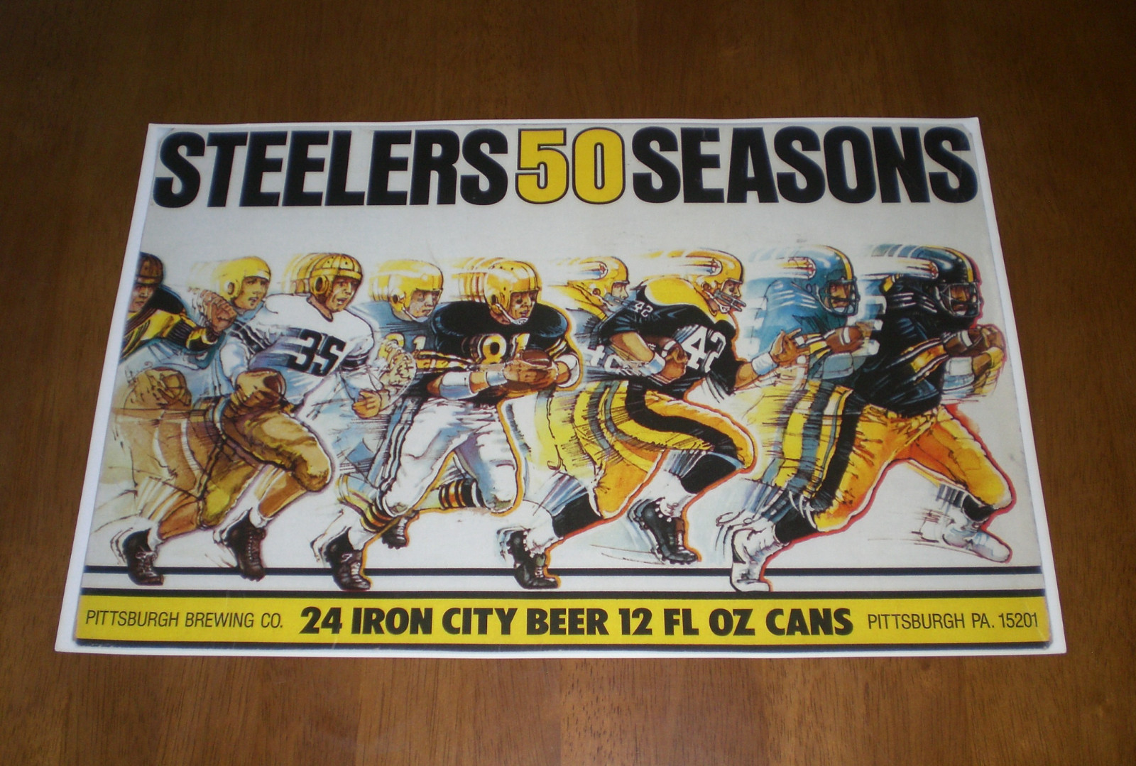 PITTSBURGH STEELERS 50 SEASONS IRON CITY BEER 11X17 PRINT