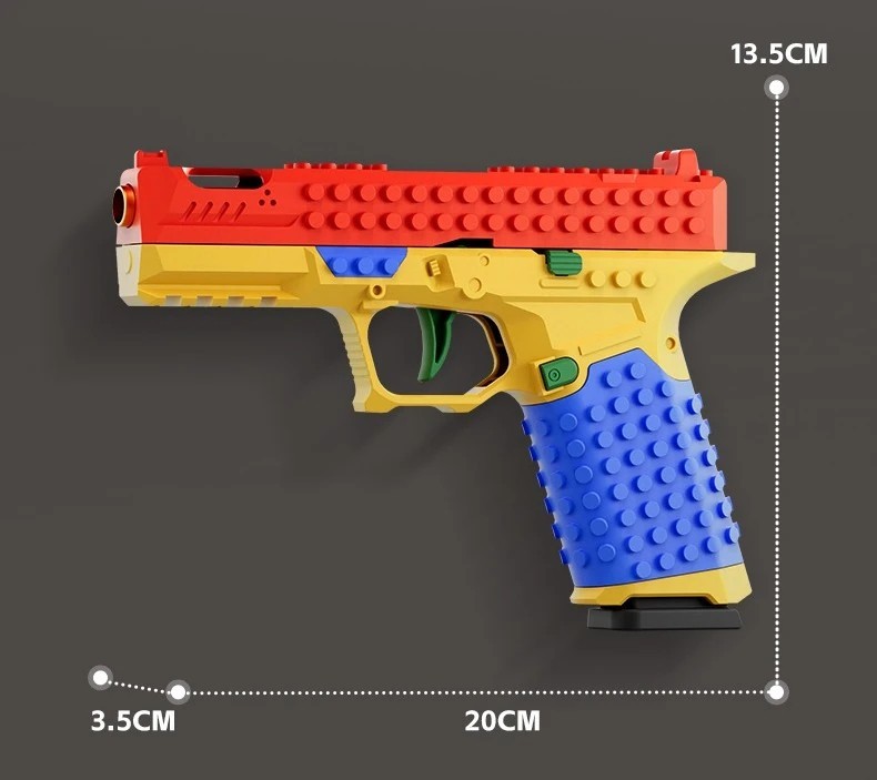 Building Block Pistol Shell Ejecting Continuous Firing Soft Bullet Toy Gun Gift