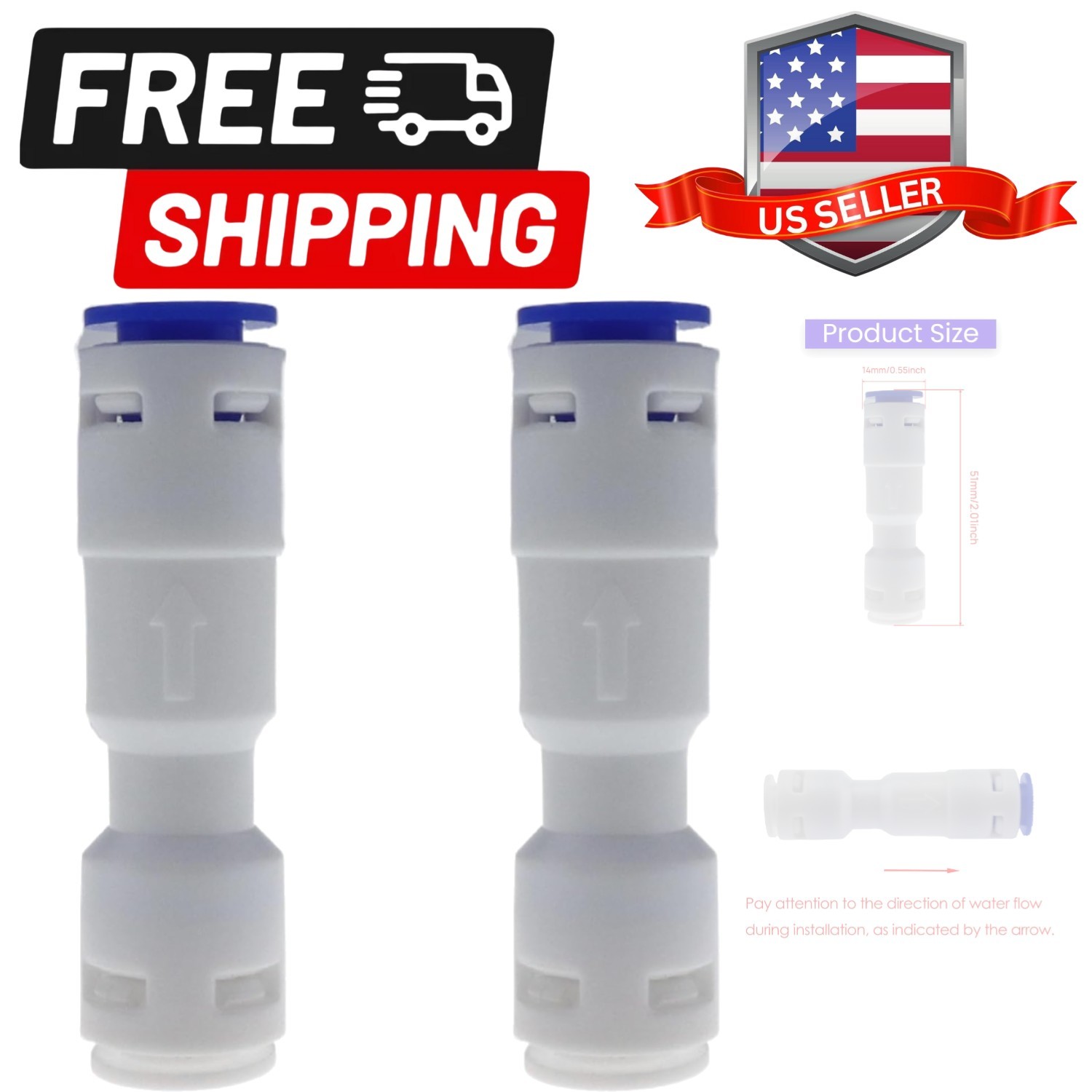 1/4 Inch Check Valve 2-Pack, POM One-Way Push to Connect Non-Return Valve, fo...