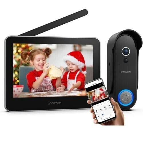 7''IP Screen 2.4 GHz Smart Wireless Video Doorbell Camera Touch Monitor 1080P