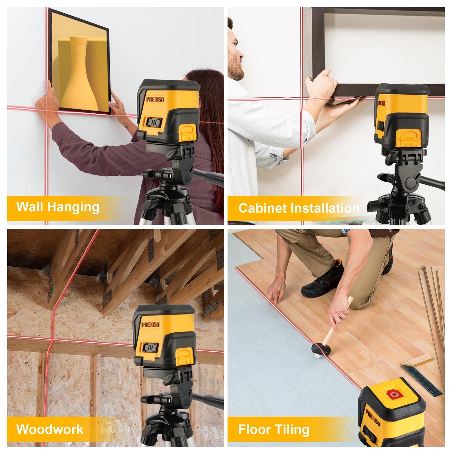 PREXISO 50FT Laser Level Level Line leveler Tools Self-Leveling Cross Line Laser