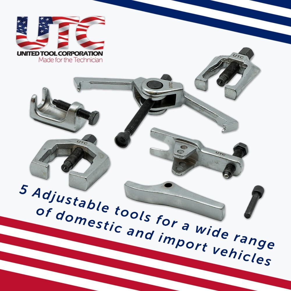 5pcs Front End Service Tool Set Pitman Arm Puller Remover Ball Joint Tie Rod Kit