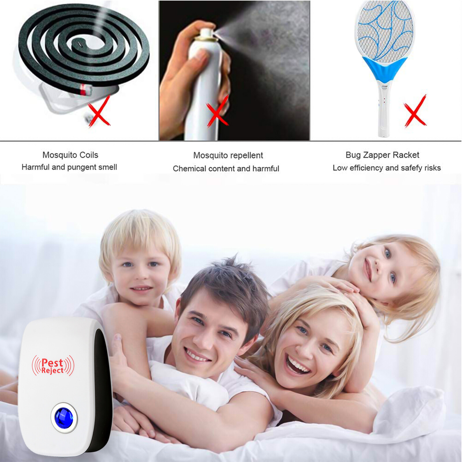 6 Pack Electronic Pest Reject Control Ultrasonic Repeller Bug Rat Spider Roaches