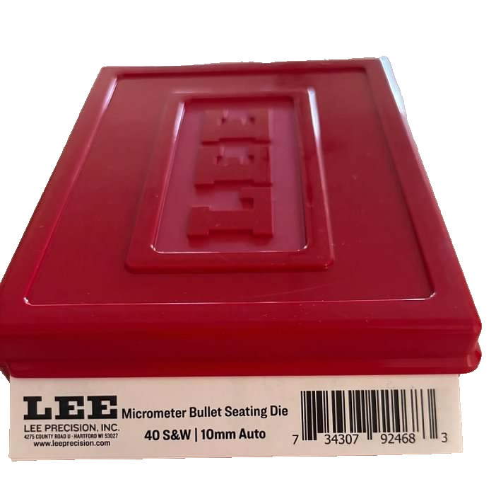 Lee 92468 40 S&W | 10mm Micrometer Bullet Seating Die With 4 Die Case