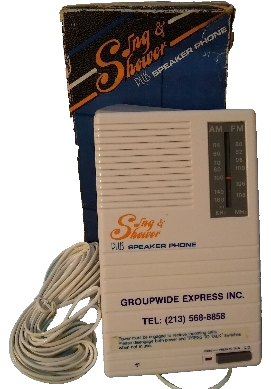 Vintage Sing And Shower AM/FM Radio Landline Speakerphone Water Resistant 1988