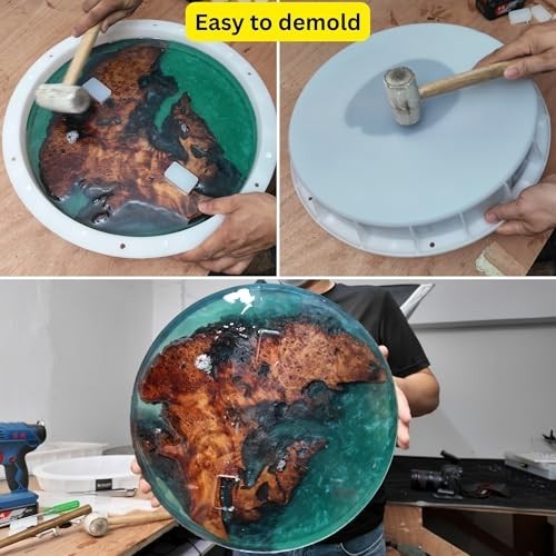 Large 16" Deep Round Resin Mold - Reusable Epoxy for Clock, Tray, Table & Floral