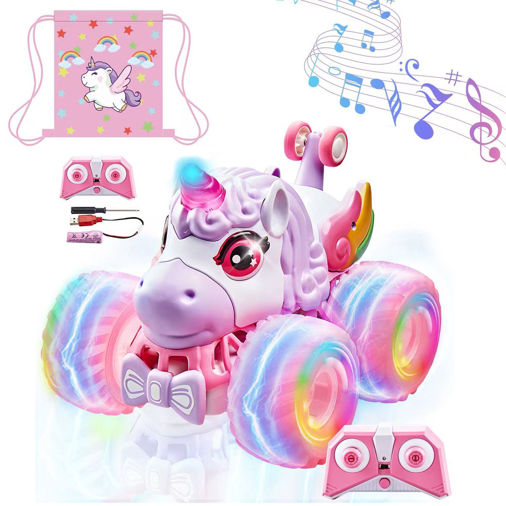 Girl's unicorn monster truck toy with lights and music 2.4GHz remote control car