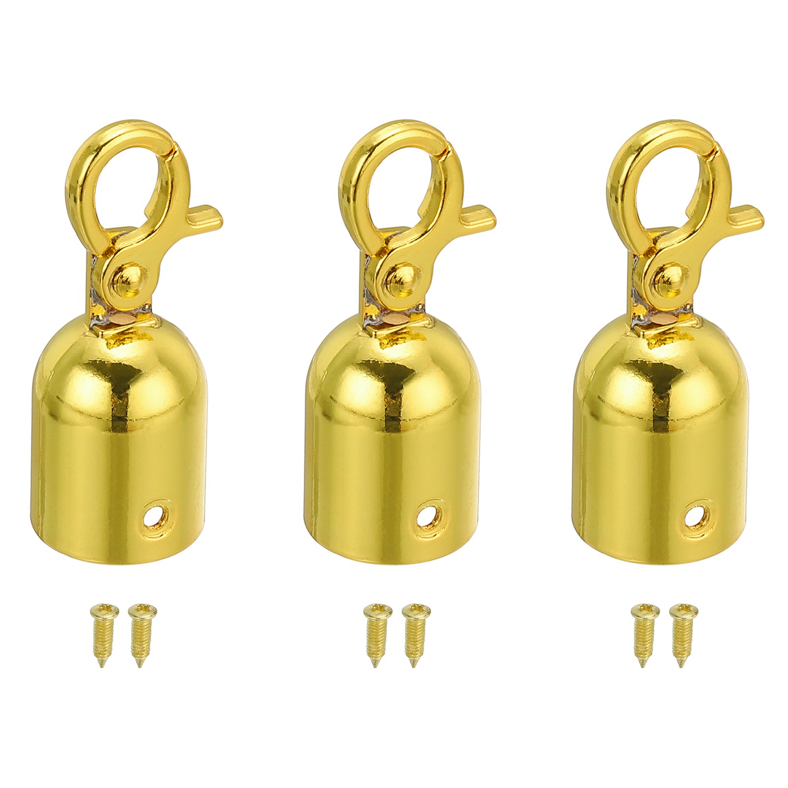 3Pack 0.8"x2" Stanchion Rope End Stopper Cord End Caps Barrier Rope End Golden