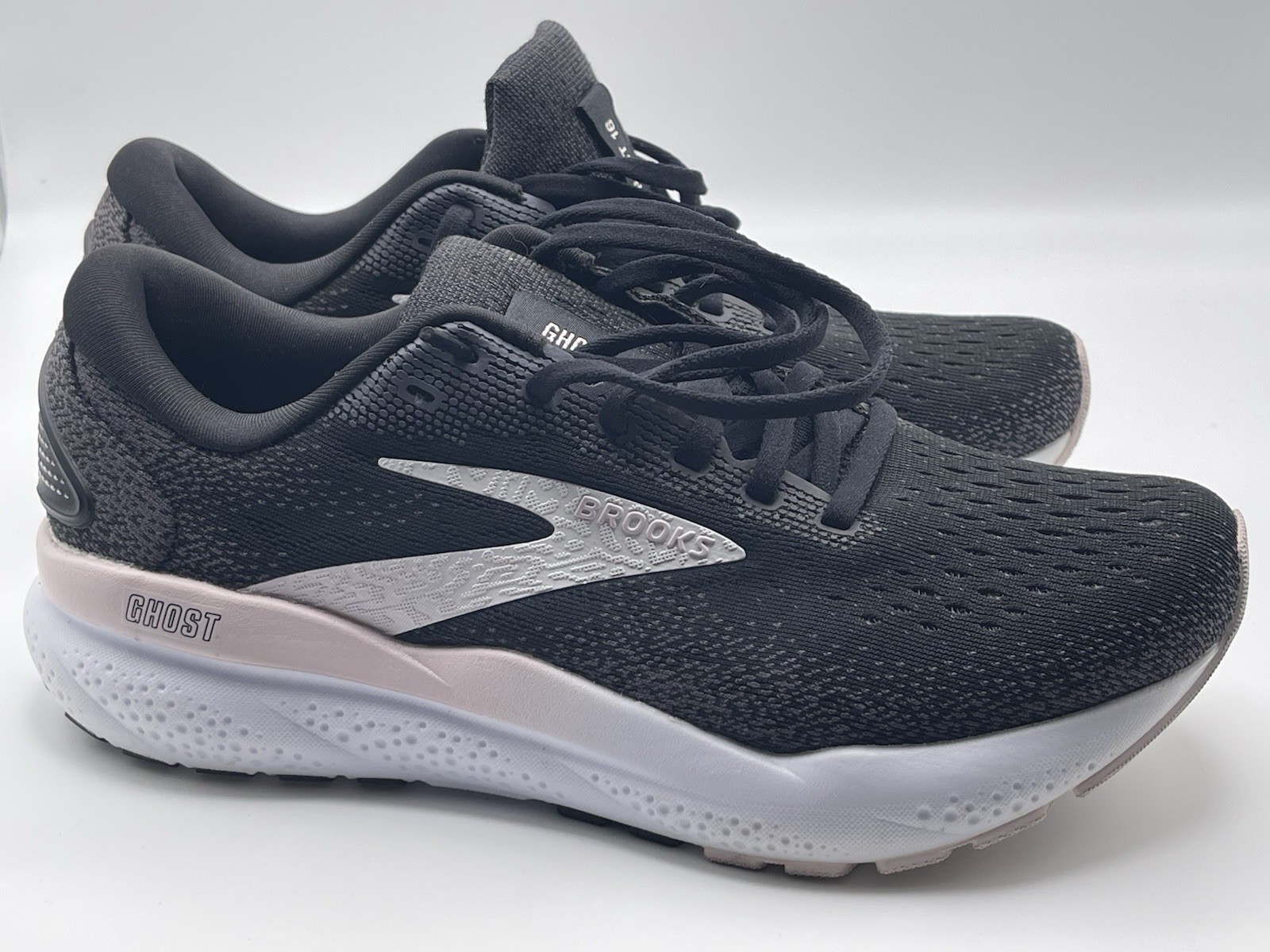 Brooks Ghost 16 Women’s Mesh Running Shoes Black White US Size 7.5 Cushioned