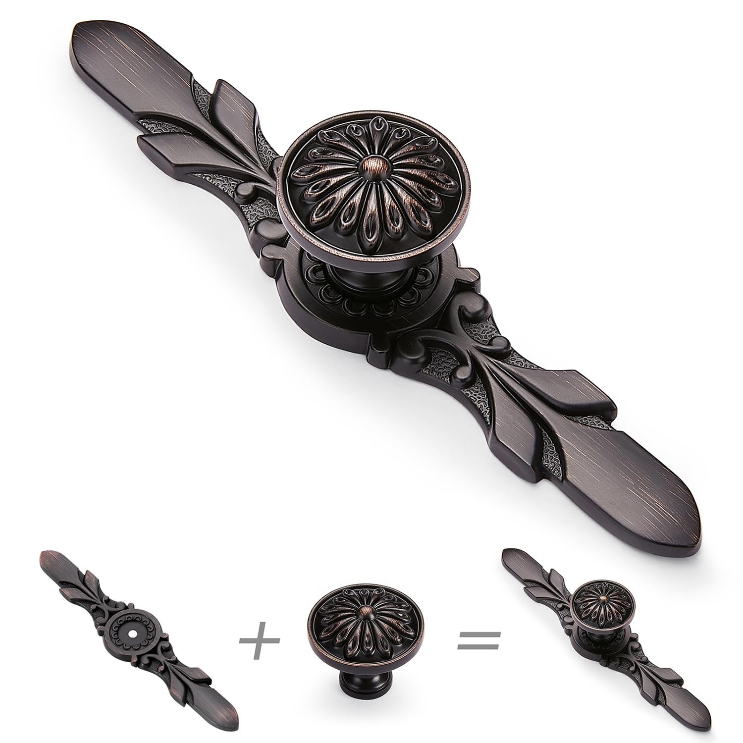 Aandxmok 10 Pack Oil Rubbed Bronze Cabinet Pulls Knobs-