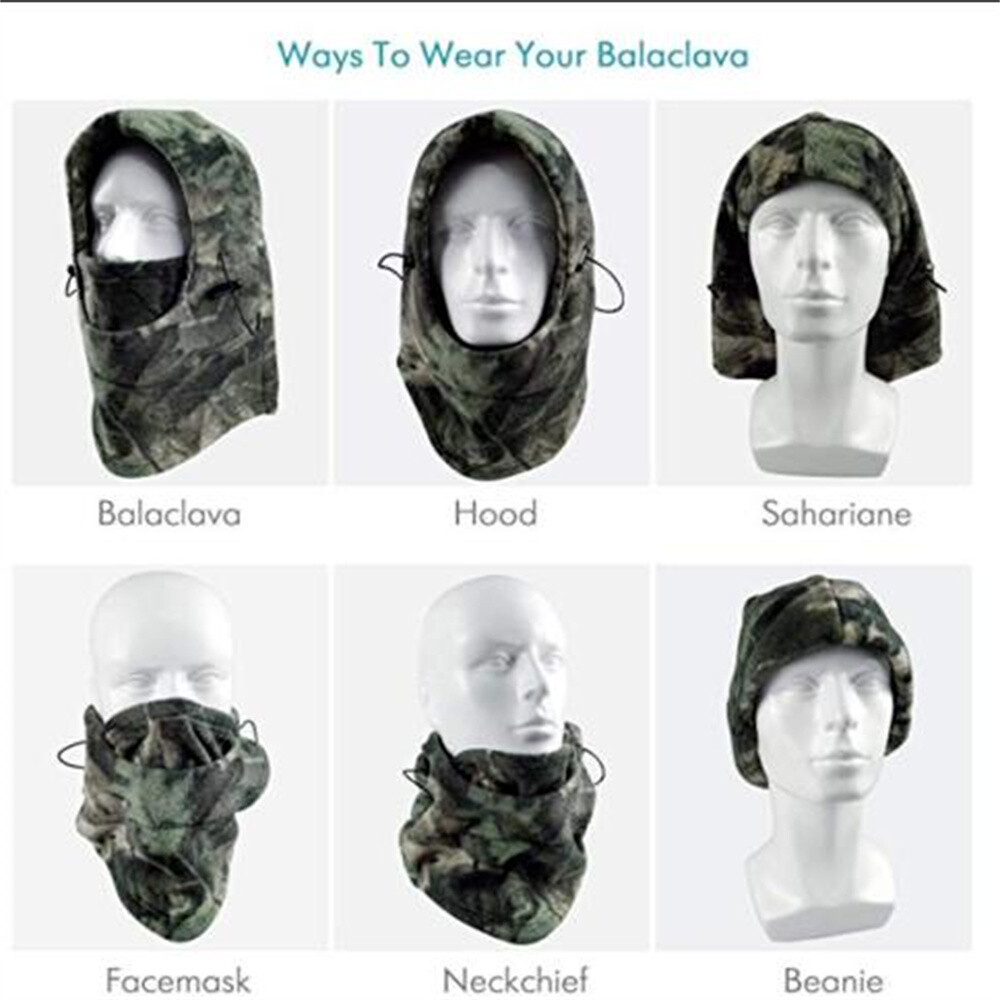 Balaclava Face Mask Fleece Fishing Hunting Ski Windproof Camo Hood Neck Cover US