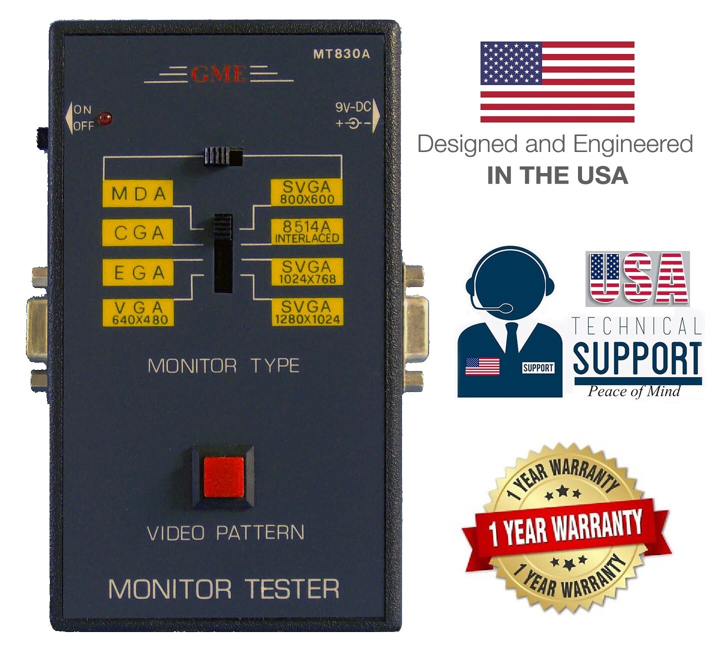 GME MT830A Portable Video Pattern Generator Monitor Tester 1-Yr USA Warranty