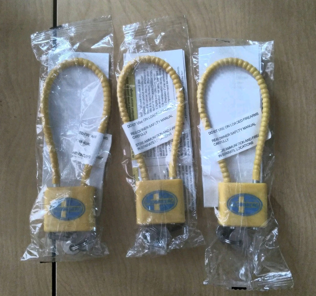 Mossberg NIB Yellow Gun Safety Lock Lot of 3 Cable Locks With Keys Shotgun