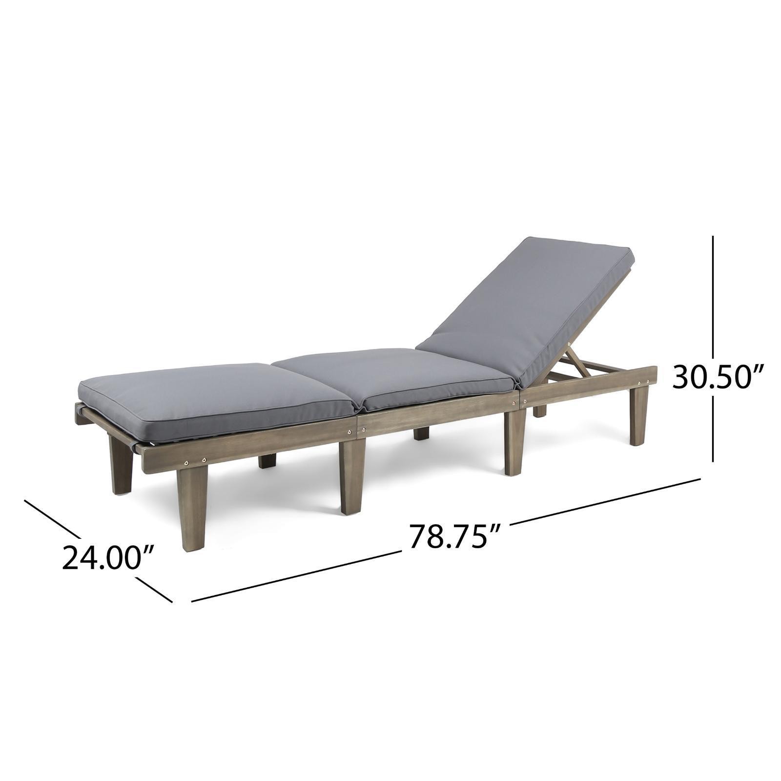 WOOD CHAISE LOUNGE W/ CUSHION
