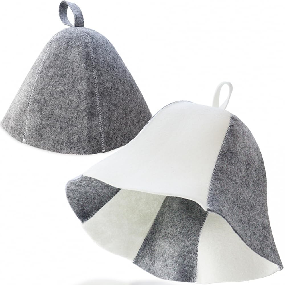 2 Pack Sauna Hat Polished Wool Hat for Sauna Wool Cap for Sauna Banya Bath Hou