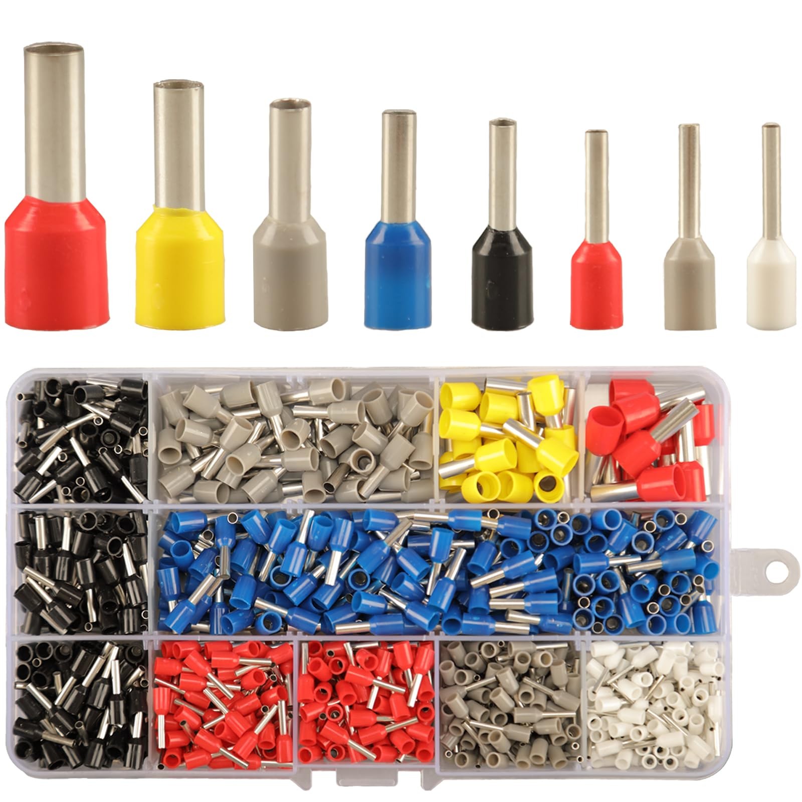 900pcs Wire Ferrule Terminals Kit - 8 Types AWG 22-7 Connectors, Pin Terminal...
