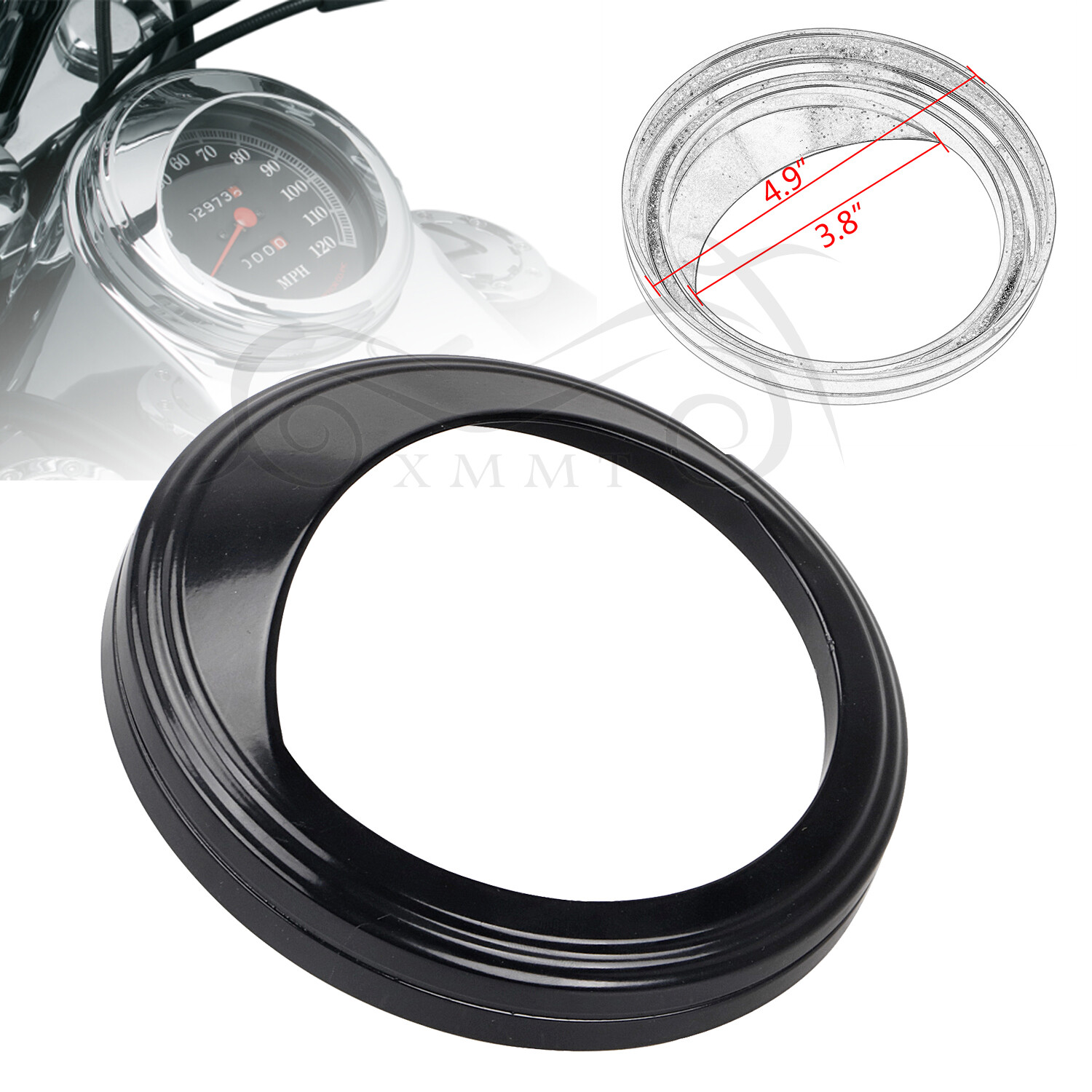 5" Glossy Black Speedometer Trim Ring Visor Cover For Harley Electra Glide FLHS