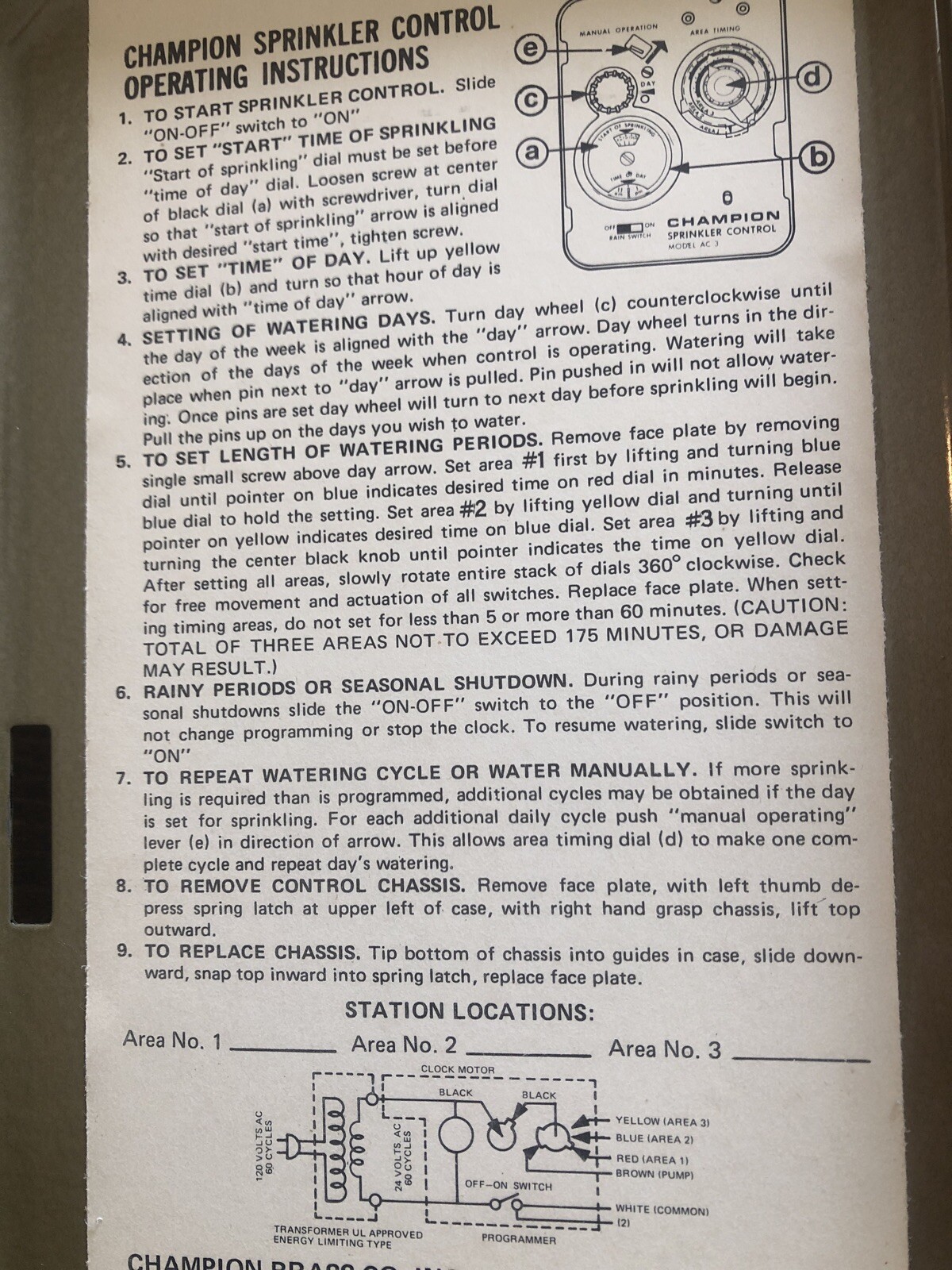 Champion Sprinkler Controller Model AC-3 Never Been Wired
