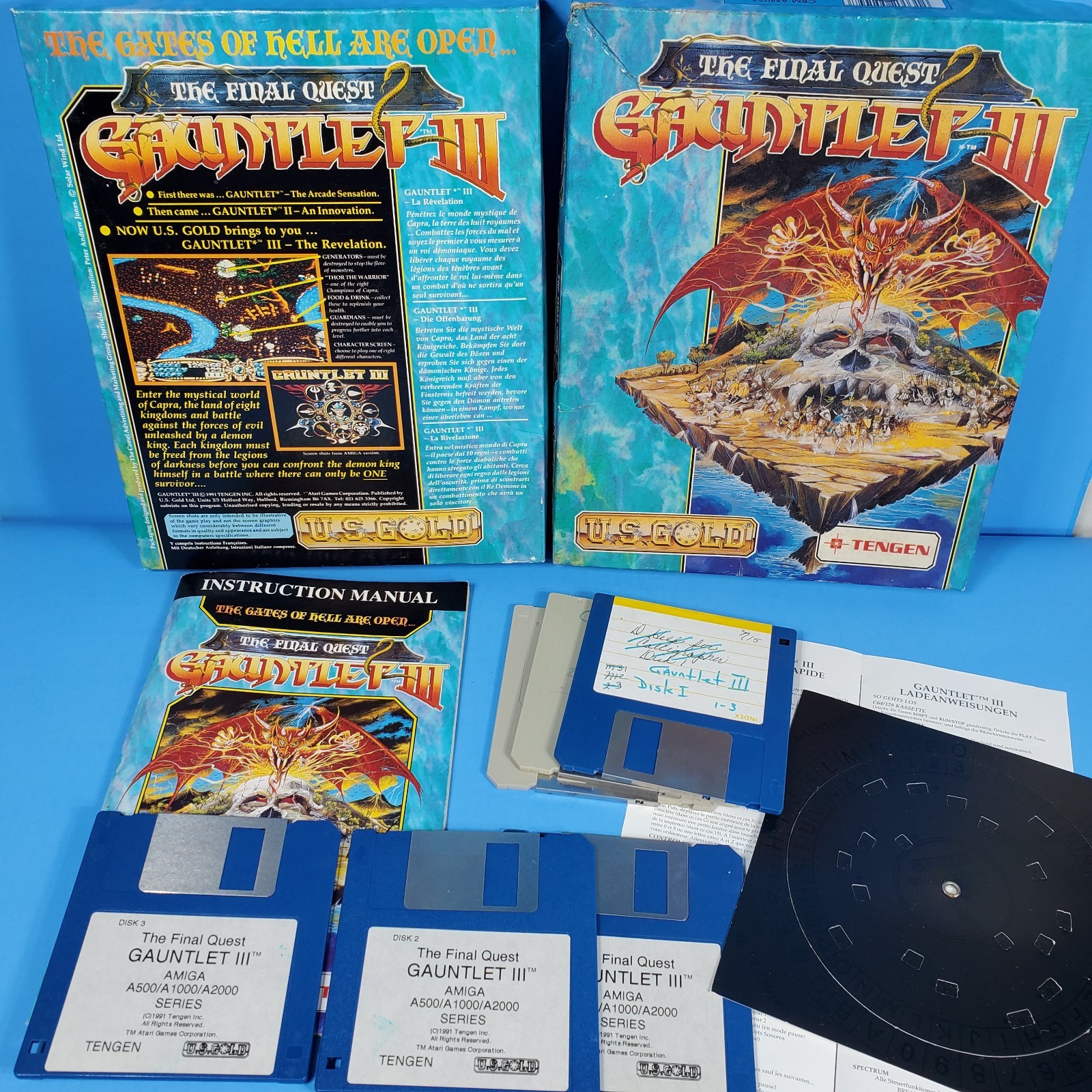 Gauntlet III The Final Quest US Gold ~ Original Boxed Amiga Game Tengen Vintage